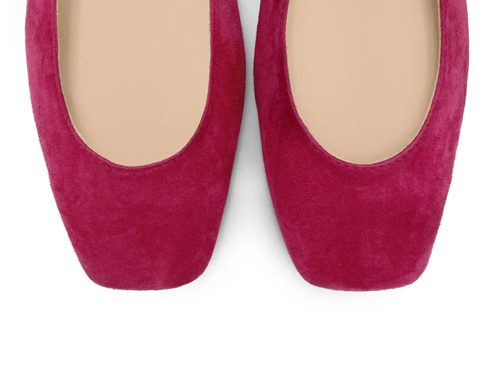 Fuchsia suede square toe slingback ballet flats - Image 6