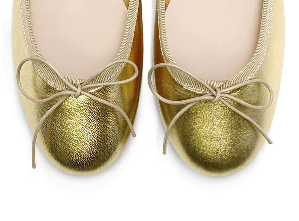 Gold metallic leather ballet flats - Image 6