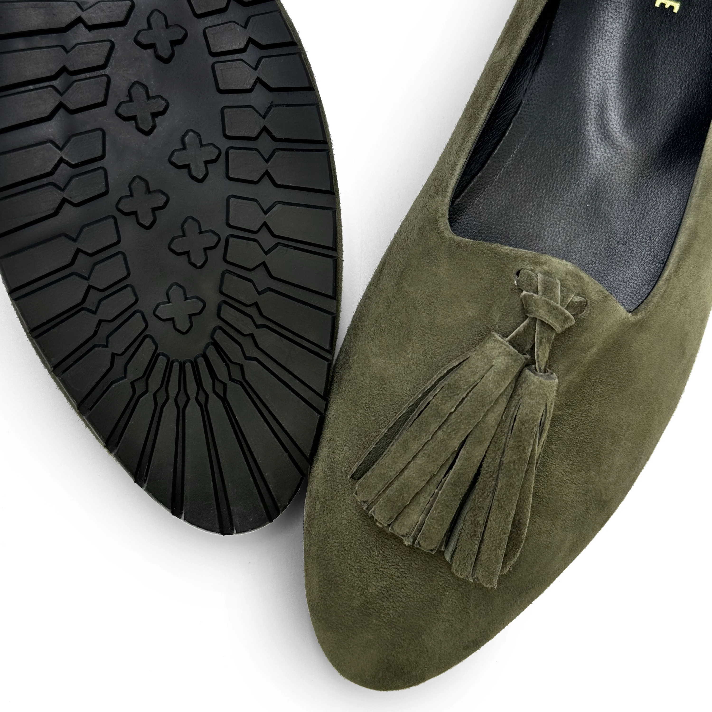 Green suede women moccasins with tassels - Image 3