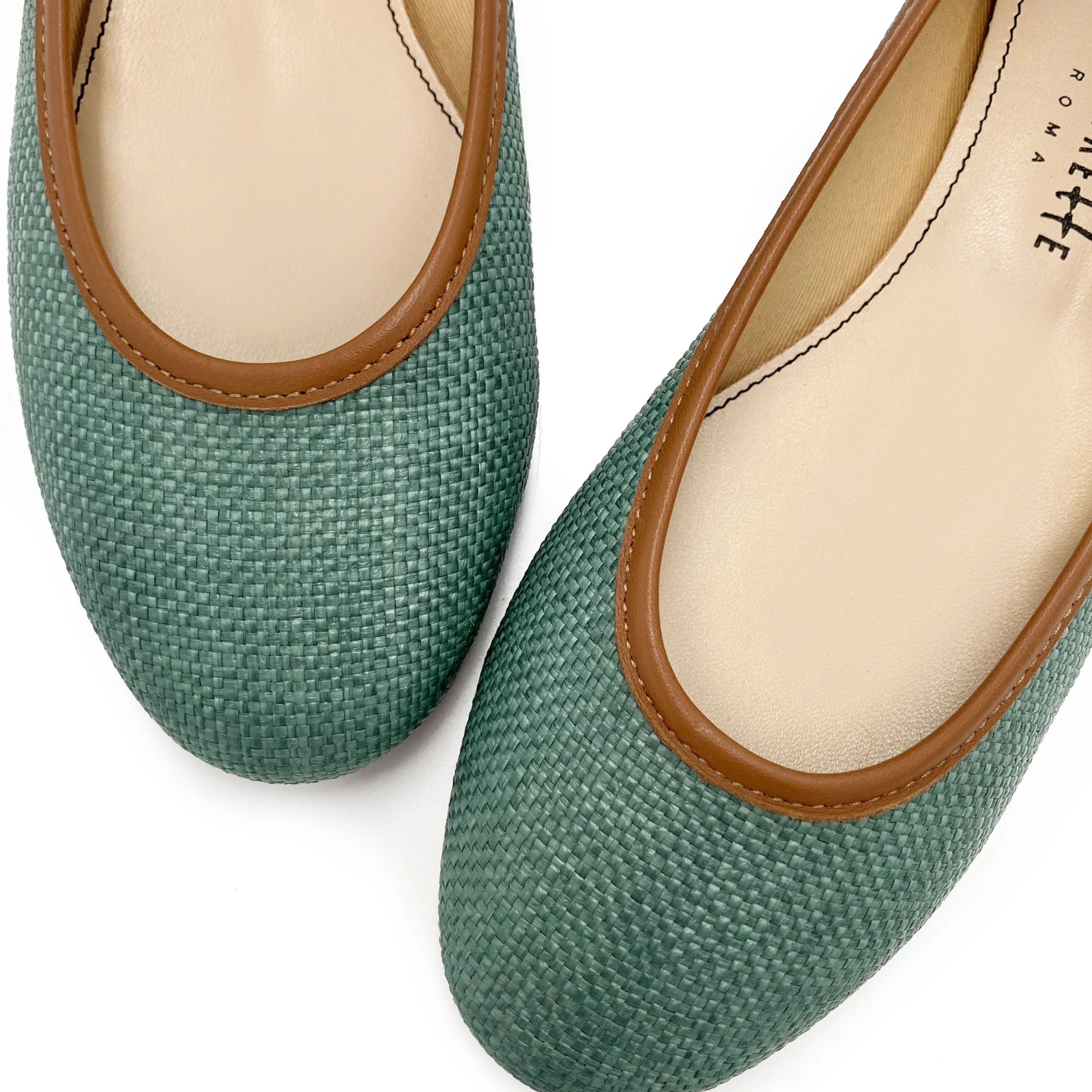 Green summer raffia ballet flats - Image 3