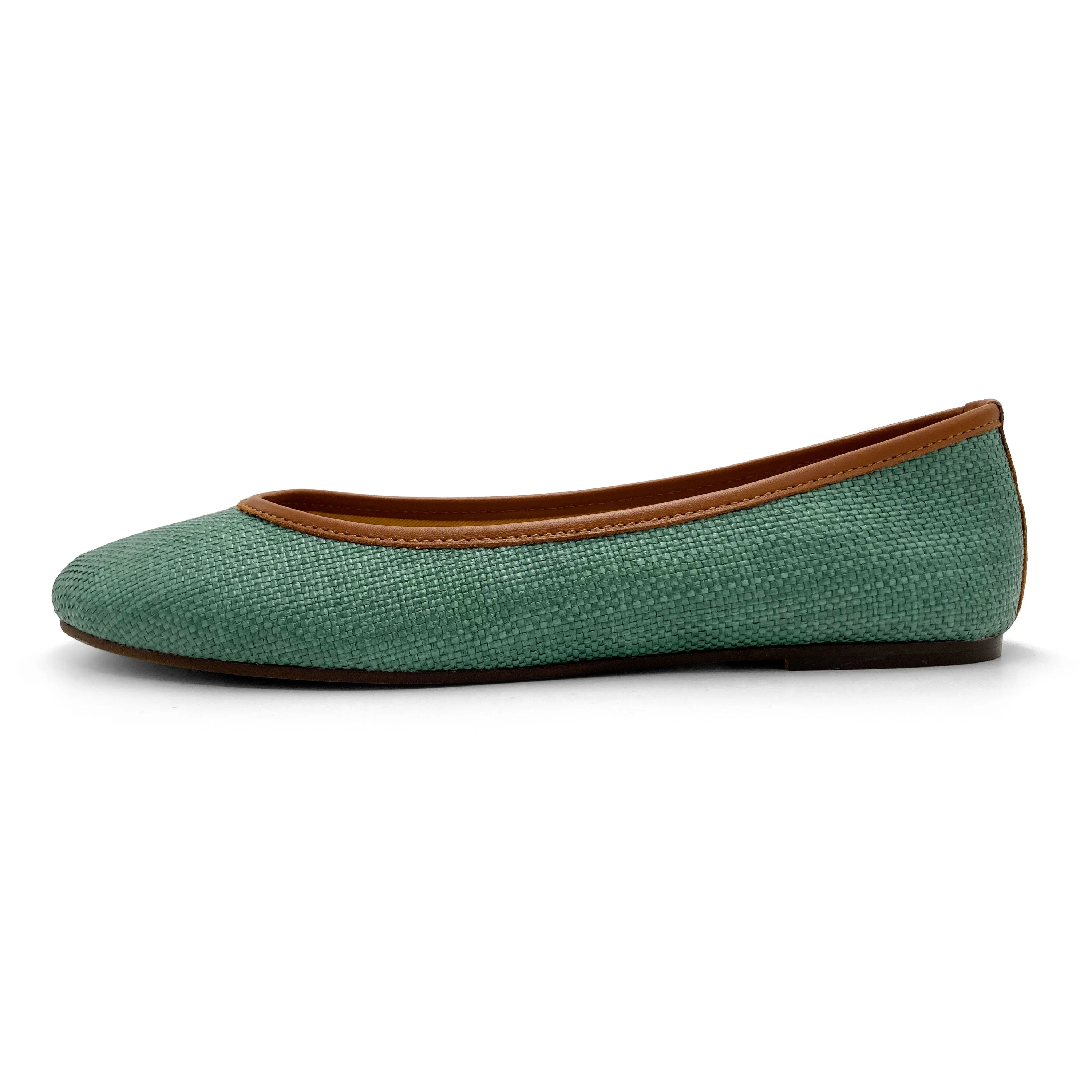 Green summer raffia ballet flats - Image 4