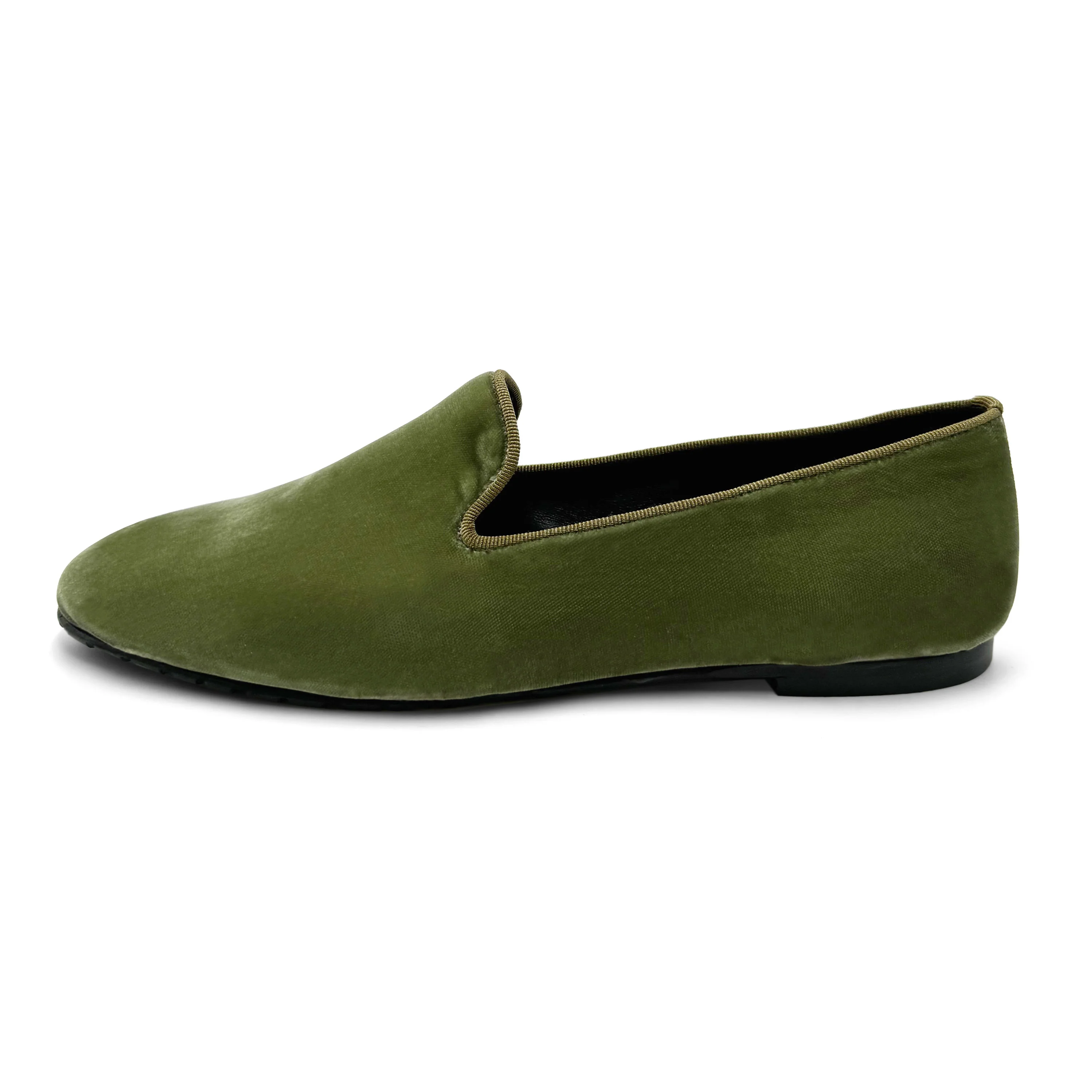 Green velvet women's loafers - Image 2