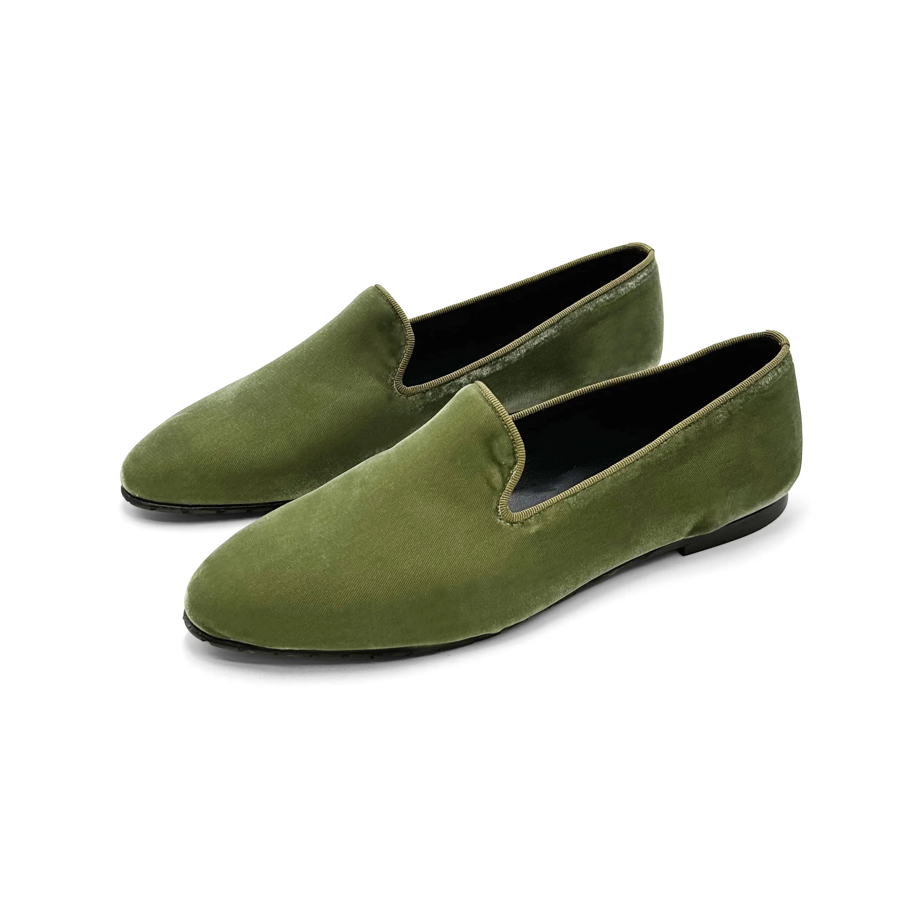 Green velvet women's loafers - Image 3