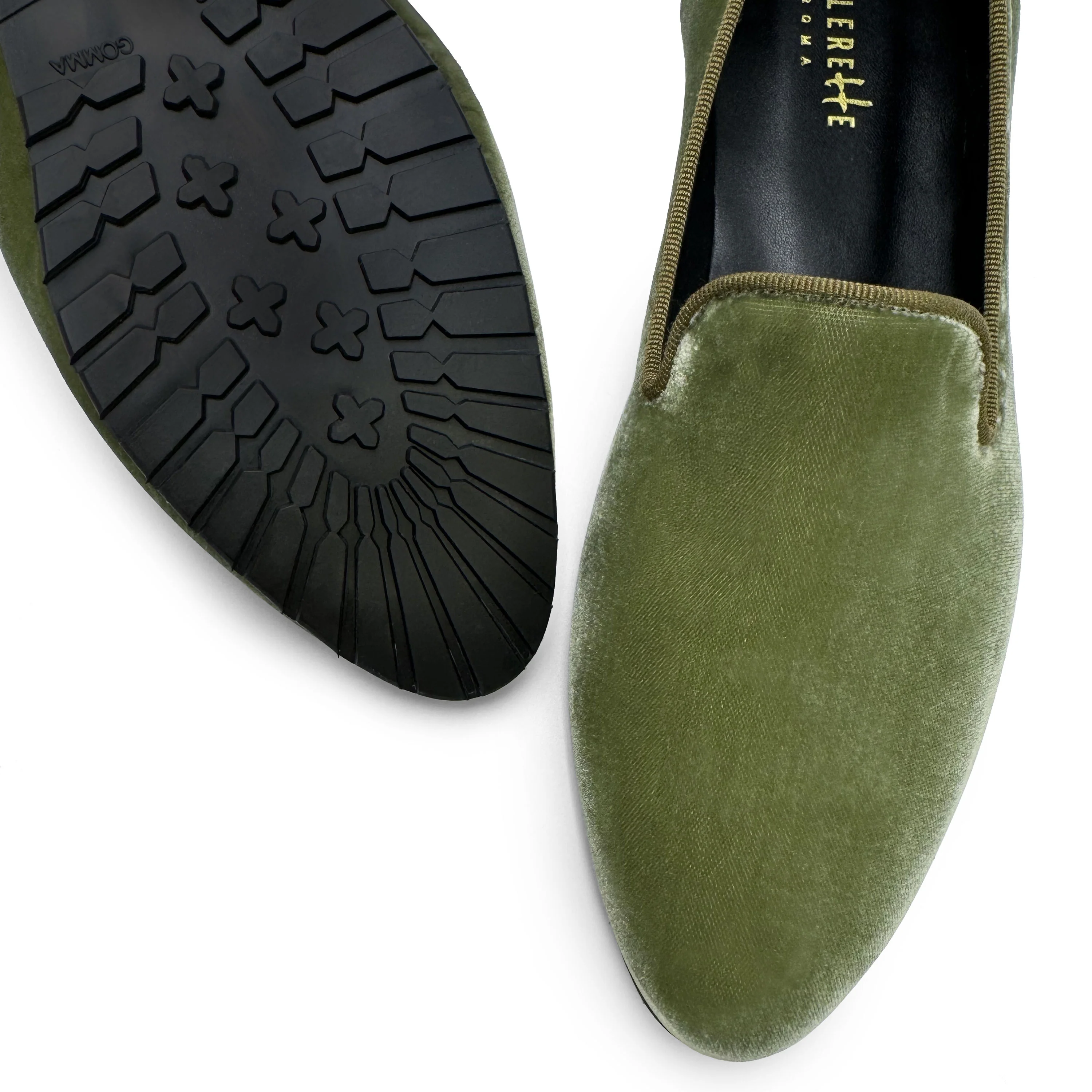 Green velvet women's loafers - Image 4