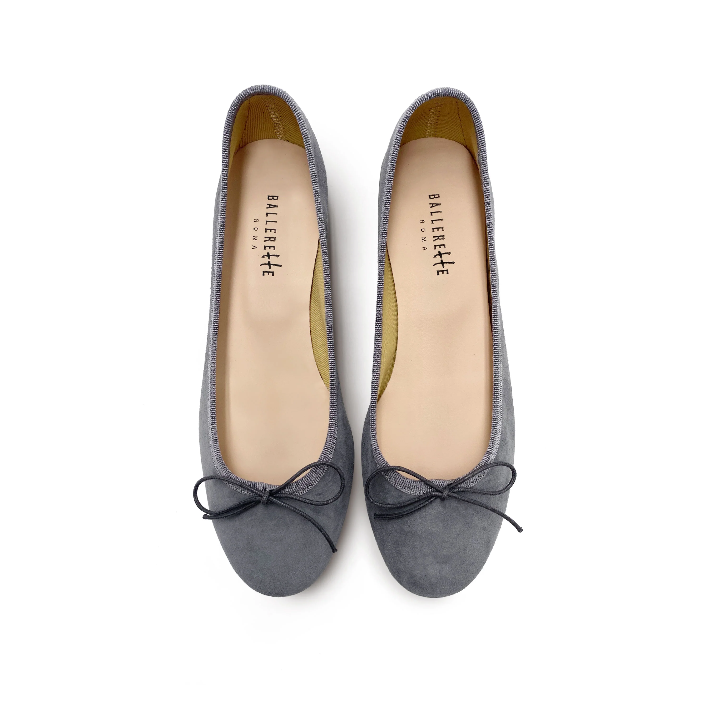 Grey suede medium heel ballet flats - Image 2