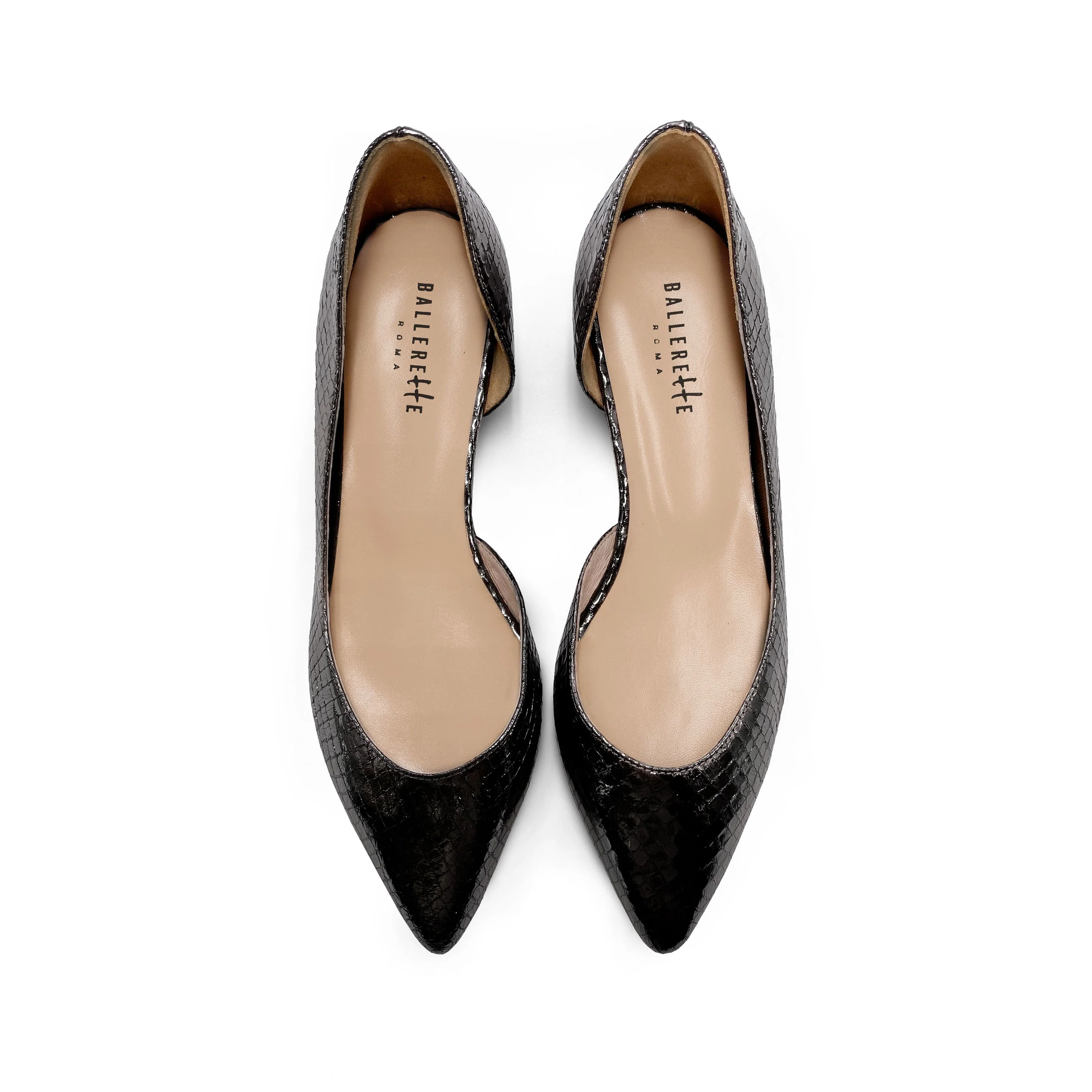 Half d'Orsay black metallic leather ballet flats - Image 2