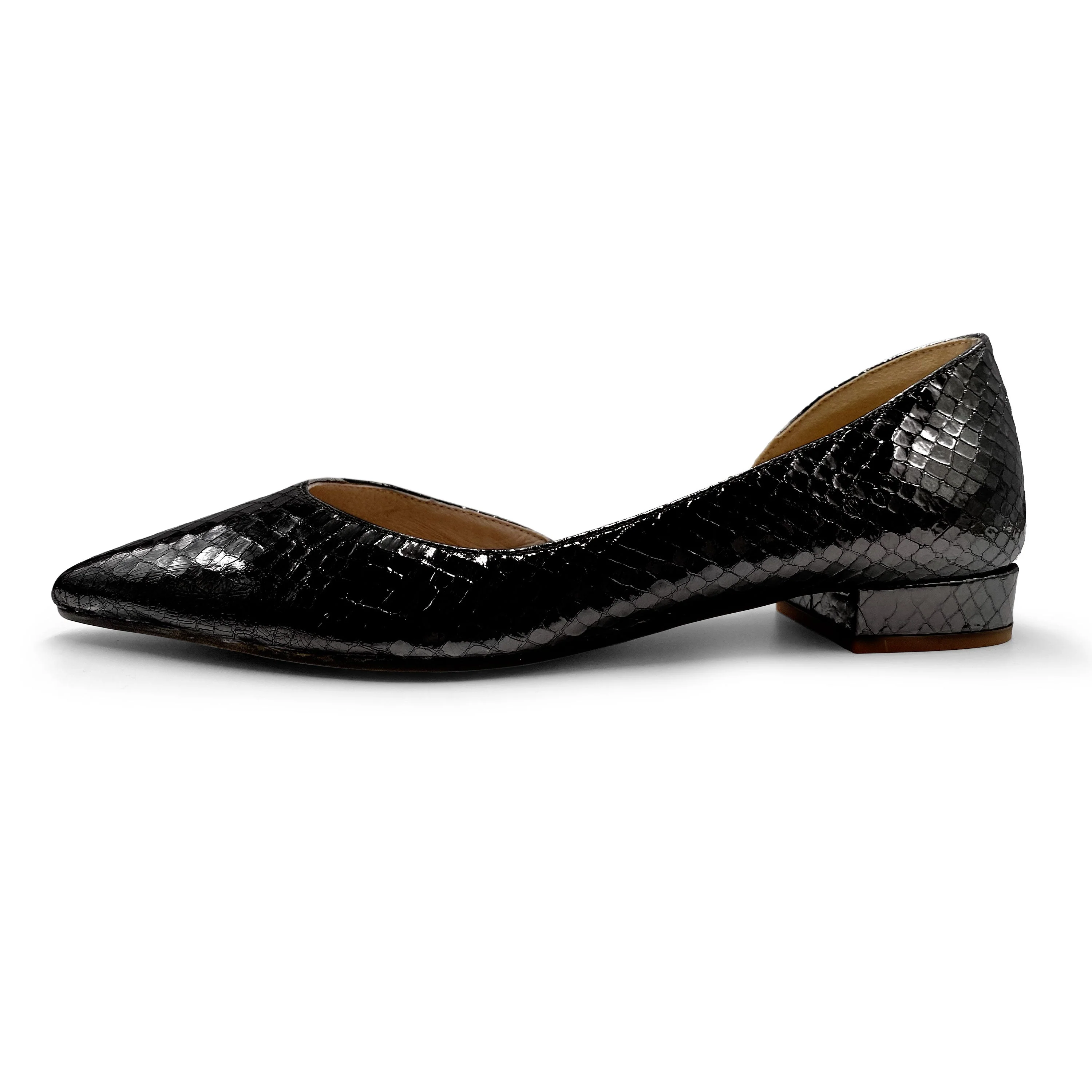 Half d'Orsay black metallic leather ballet flats - Image 3