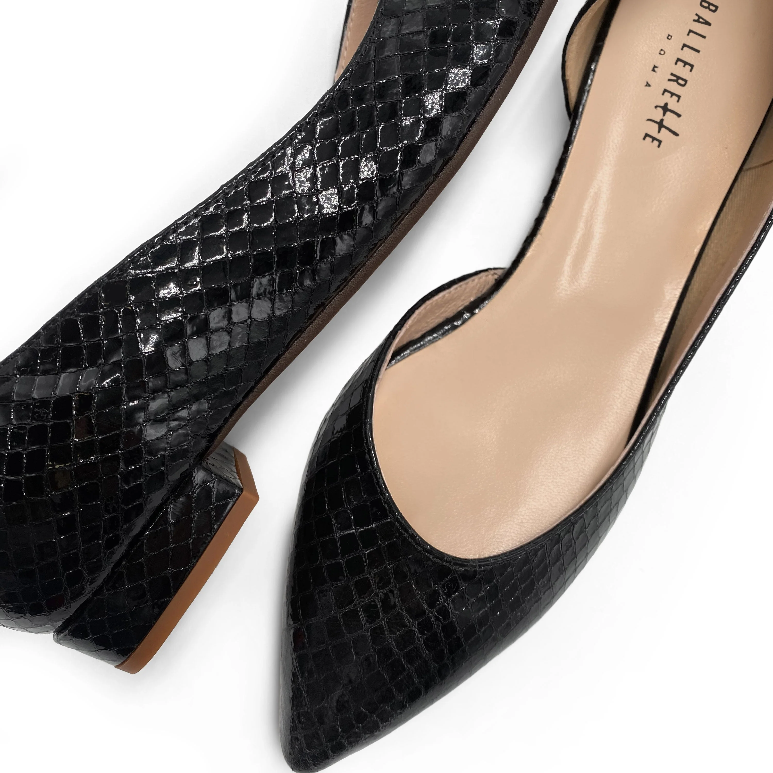 Half d'Orsay black metallic leather ballet flats - Image 4