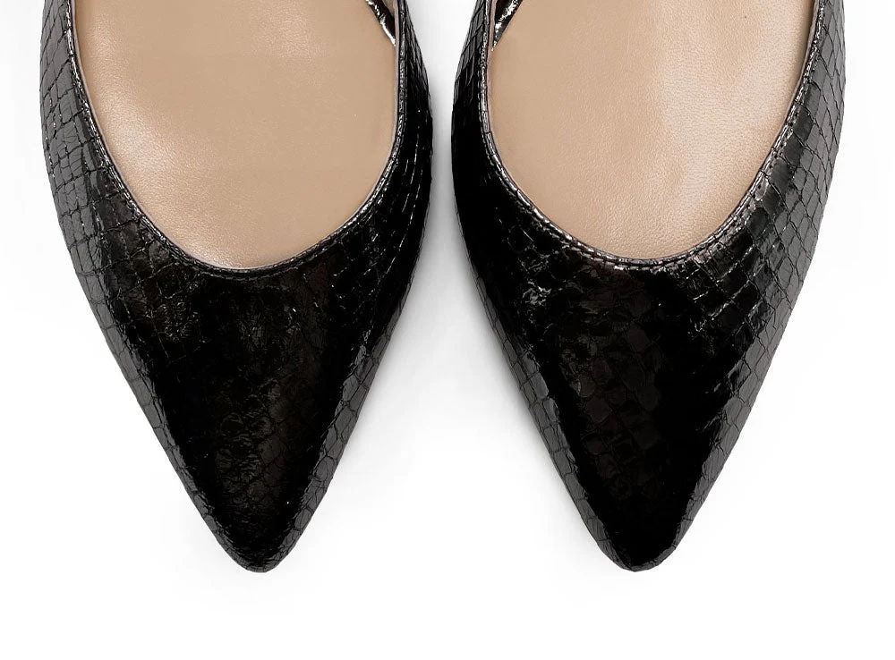 Half d'Orsay black metallic leather ballet flats - Image 5