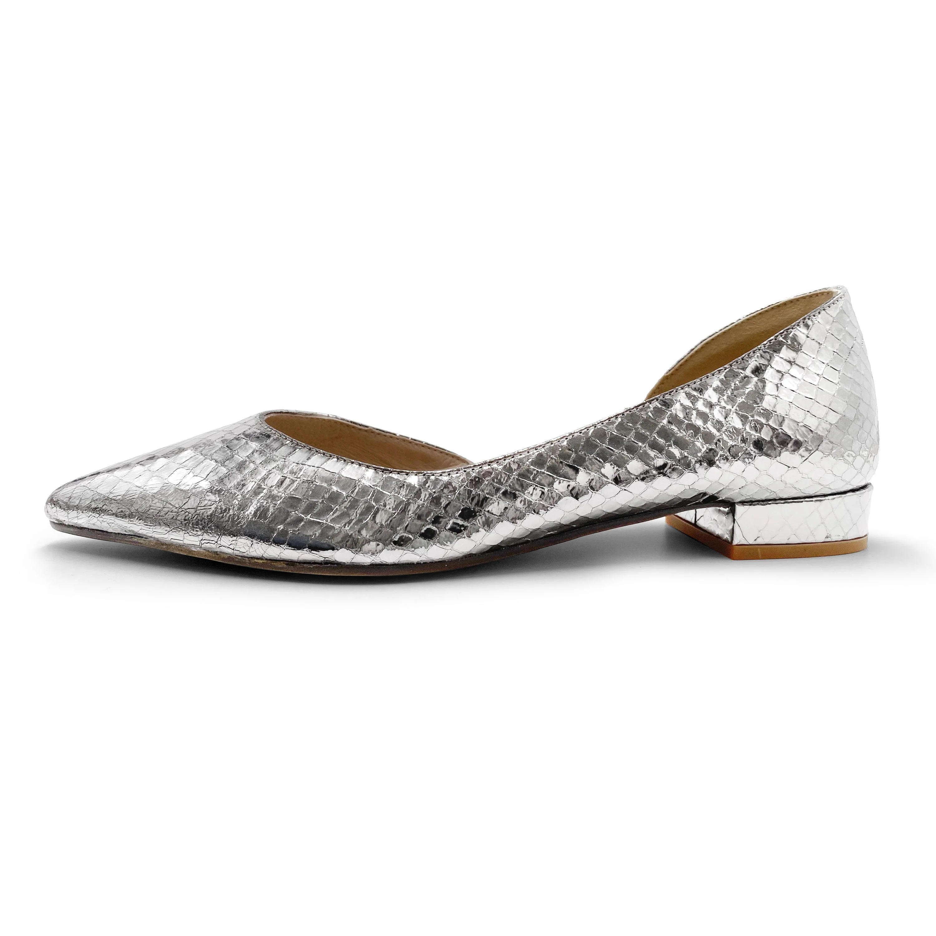 Half d'Orsay silver metallic leather ballet flats - Image 3