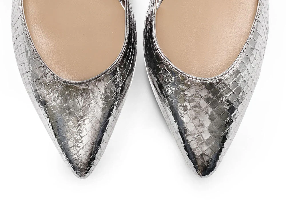Half d'Orsay silver metallic leather ballet flats - Image 5