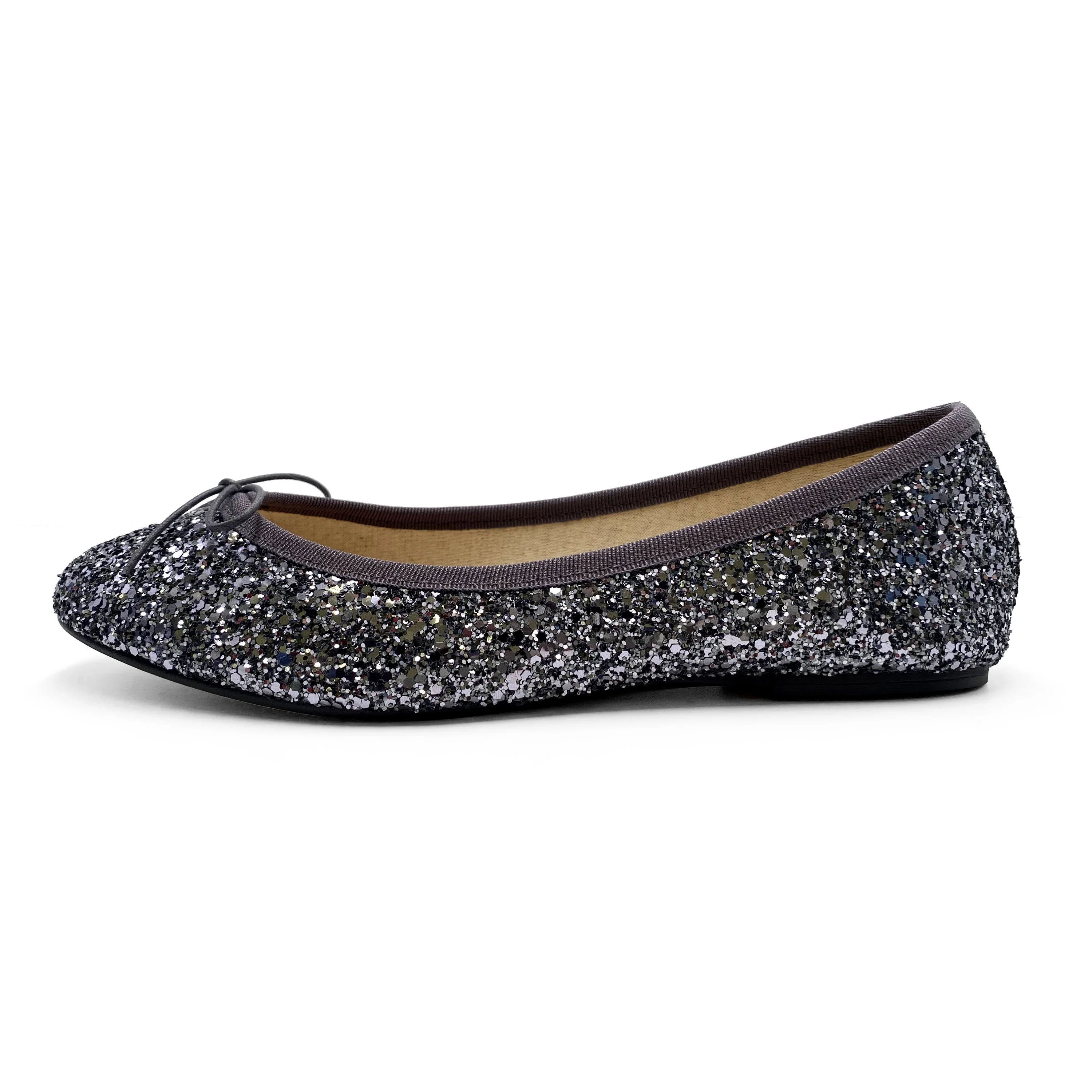 TT GO GREEN Collection - Iron-colored glitter ballet flats in ECO fabric - Image 5