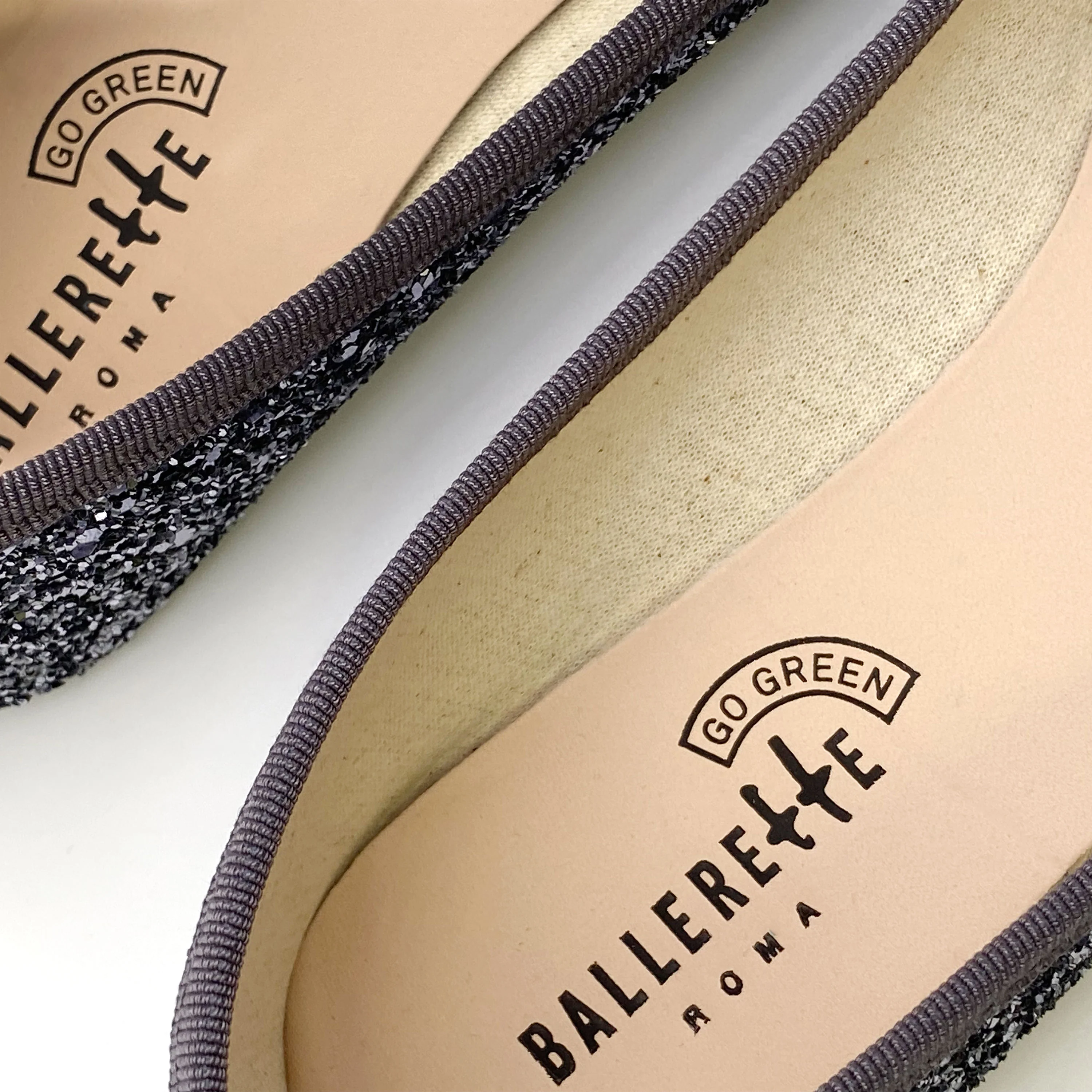 TT GO GREEN Collection - Iron-colored glitter ballet flats in ECO fabric - Image 6