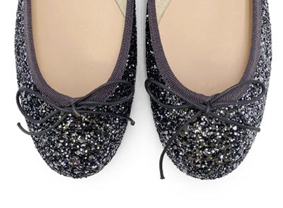 TT GO GREEN Collection - Iron-colored glitter ballet flats in ECO fabric - Image 7