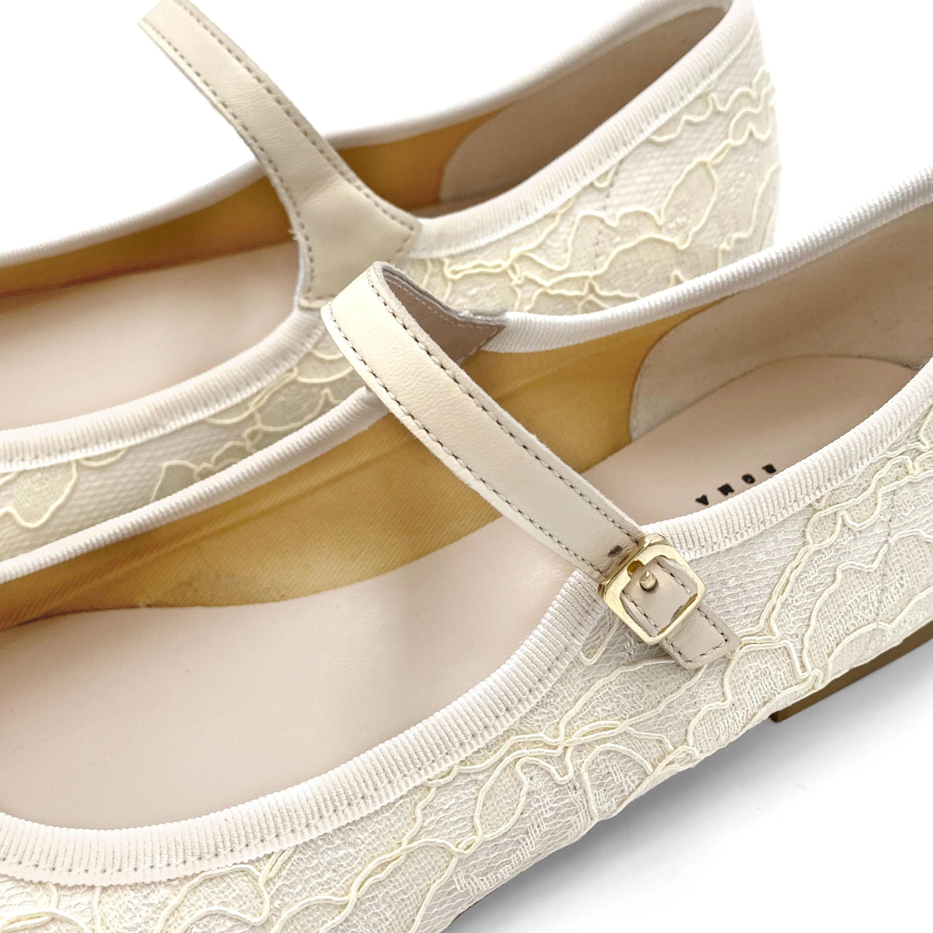 Ivory white lace bridal Mary Jane ballet flats - Image 4