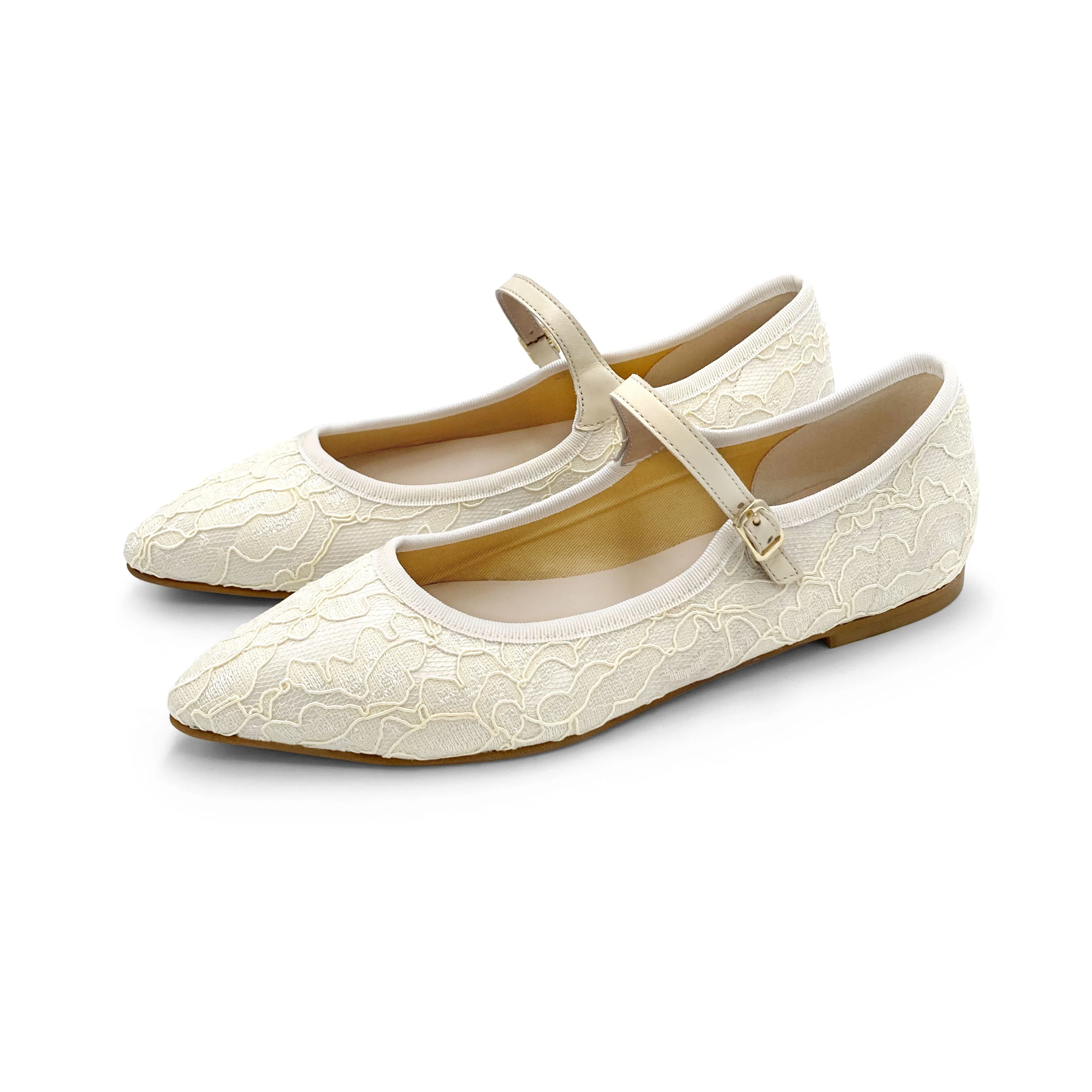 Ivory white lace bridal Mary Jane ballet flats - Image 5