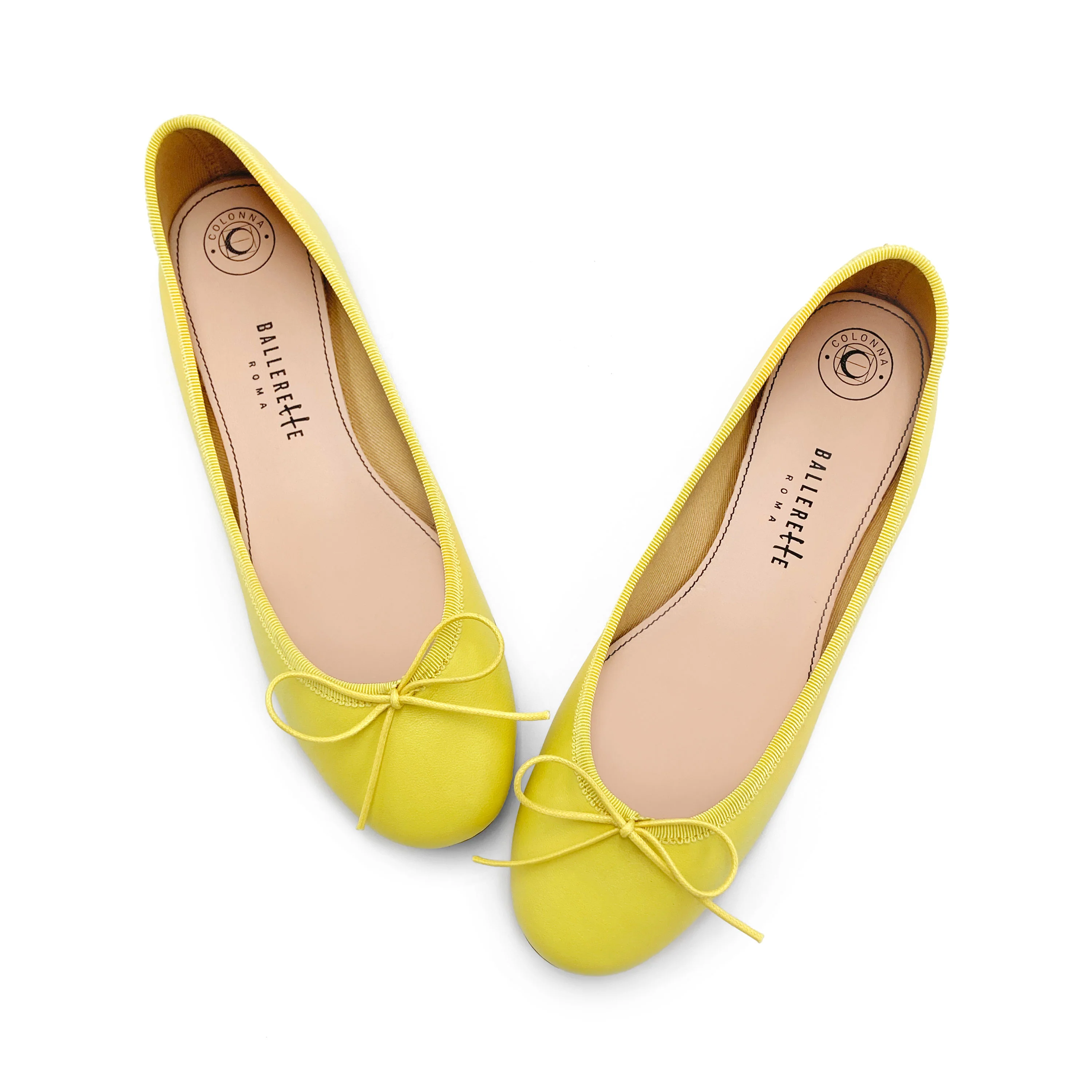 Lemon yellow leather ballet flats - Image 2