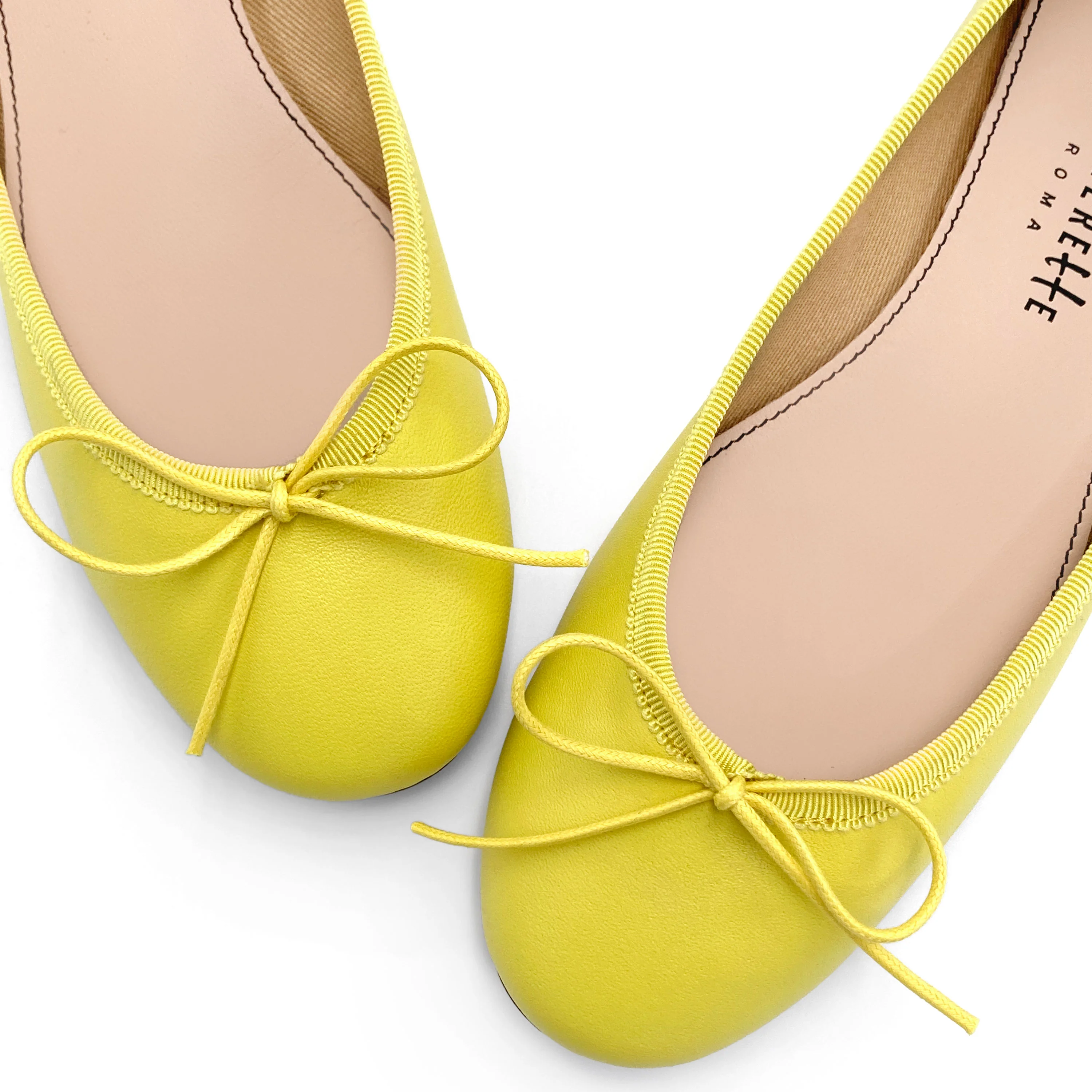 Lemon yellow leather ballet flats - Image 3