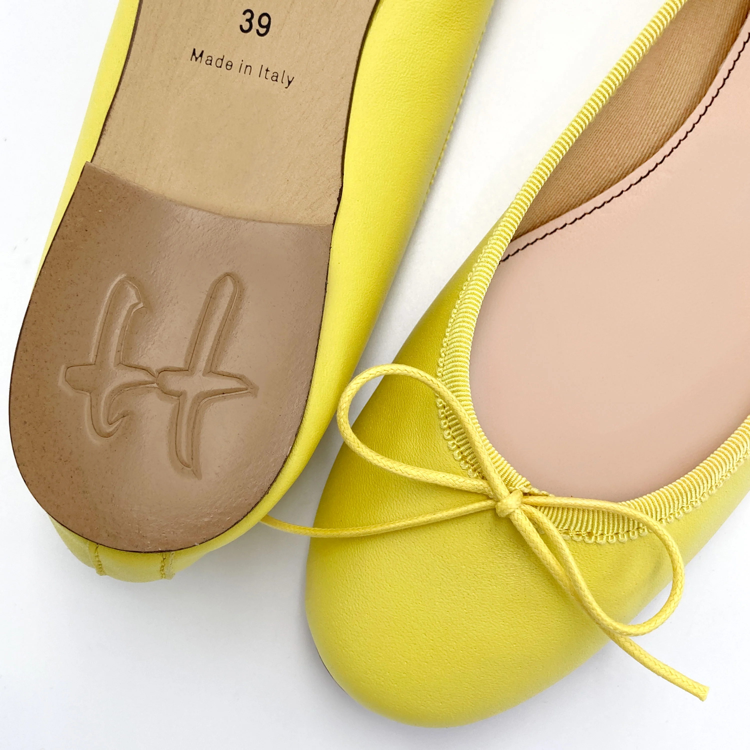Lemon yellow leather ballet flats - Image 5