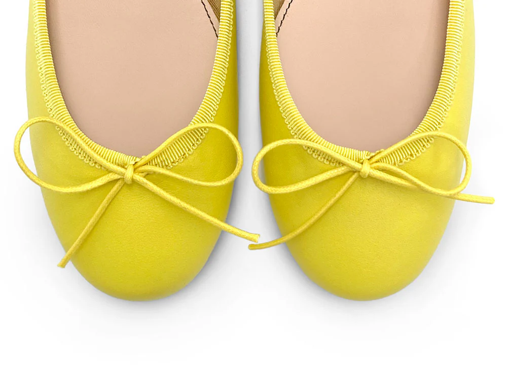Lemon yellow leather ballet flats - Image 6