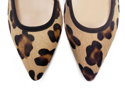 Leopard spotted calf hair pointed toe ballet flats - Image 5