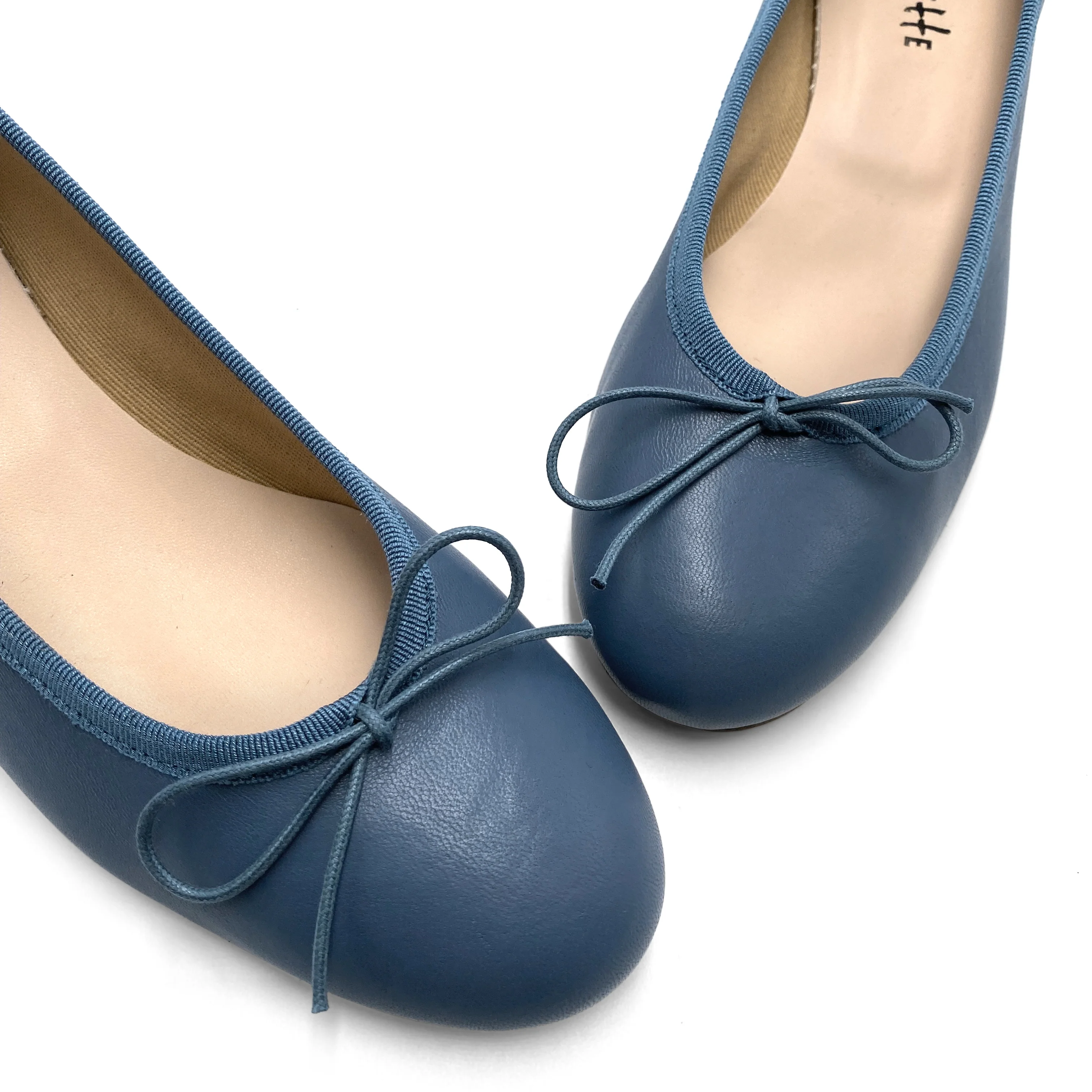 Light blue leather ballet flats with high heel - Image 3