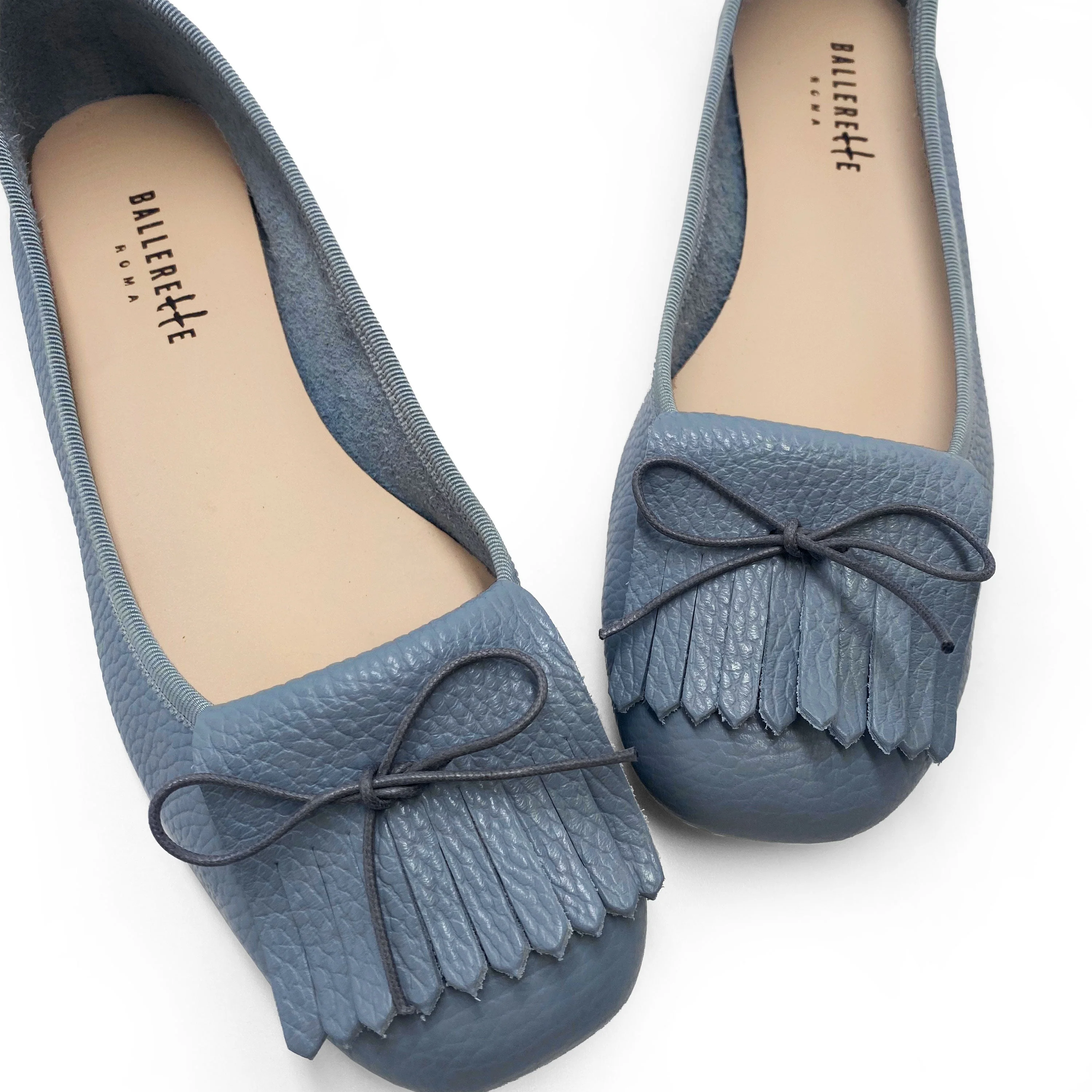 Light Blue Leather Moccasins with Fringes - Image 4
