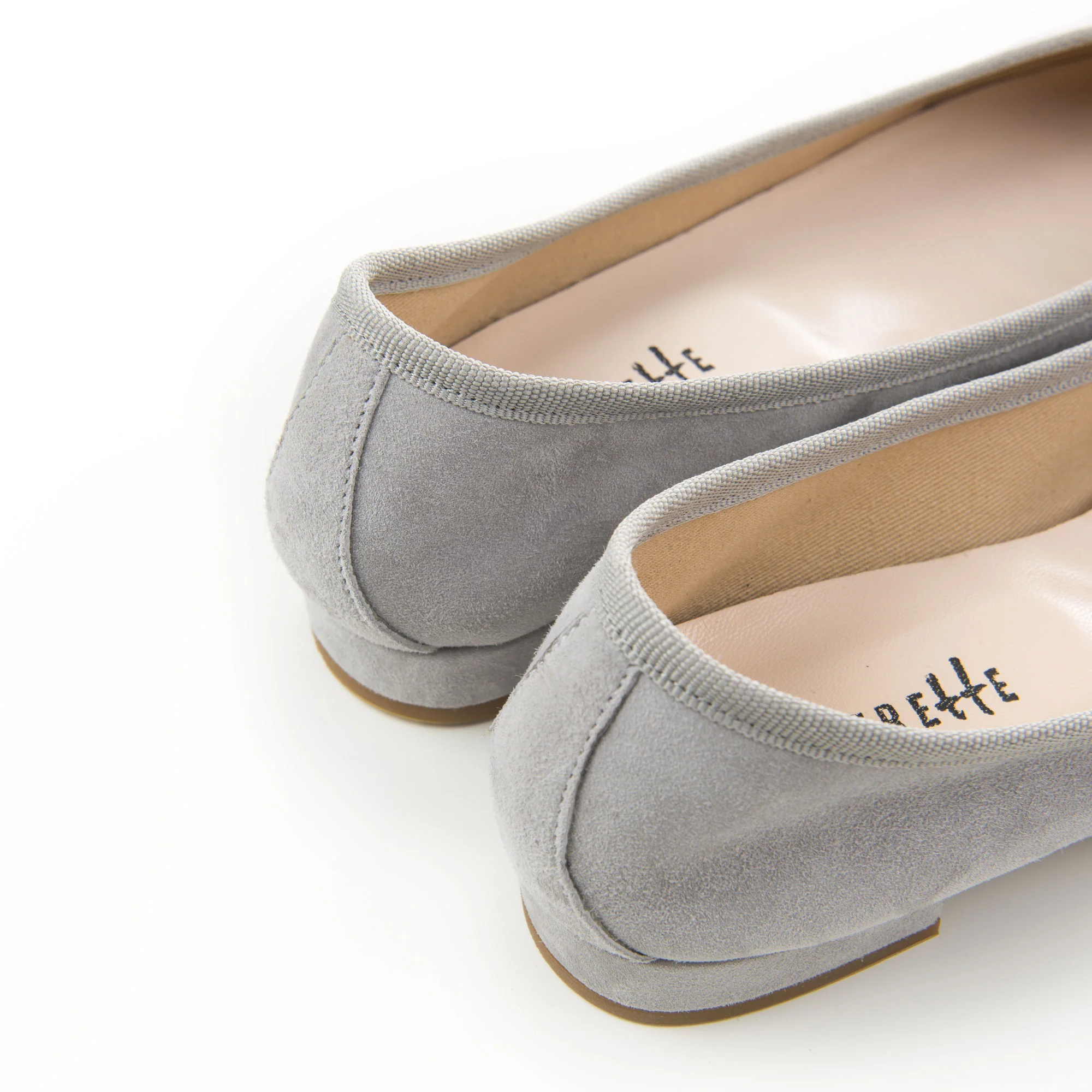 Light gray suede medium heel ballerinas - Image 3