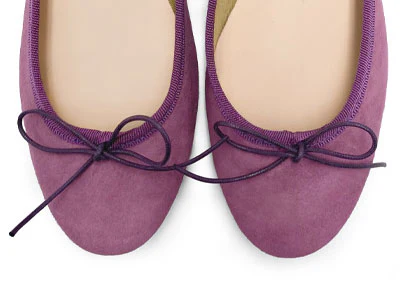 Lilac suede ballerinas with heel - Image 5