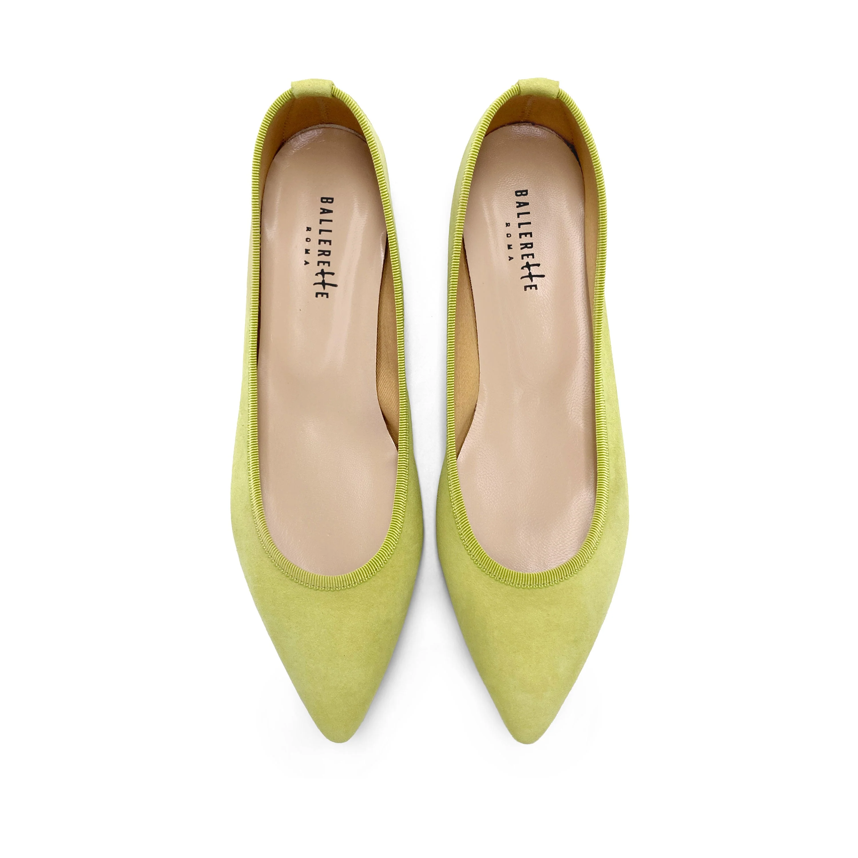 Lime green suede pointed ballet flats - Image 2