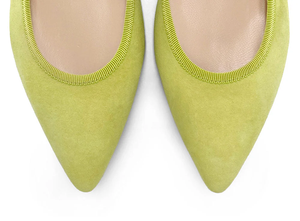 Lime green suede pointed ballet flats - Image 6