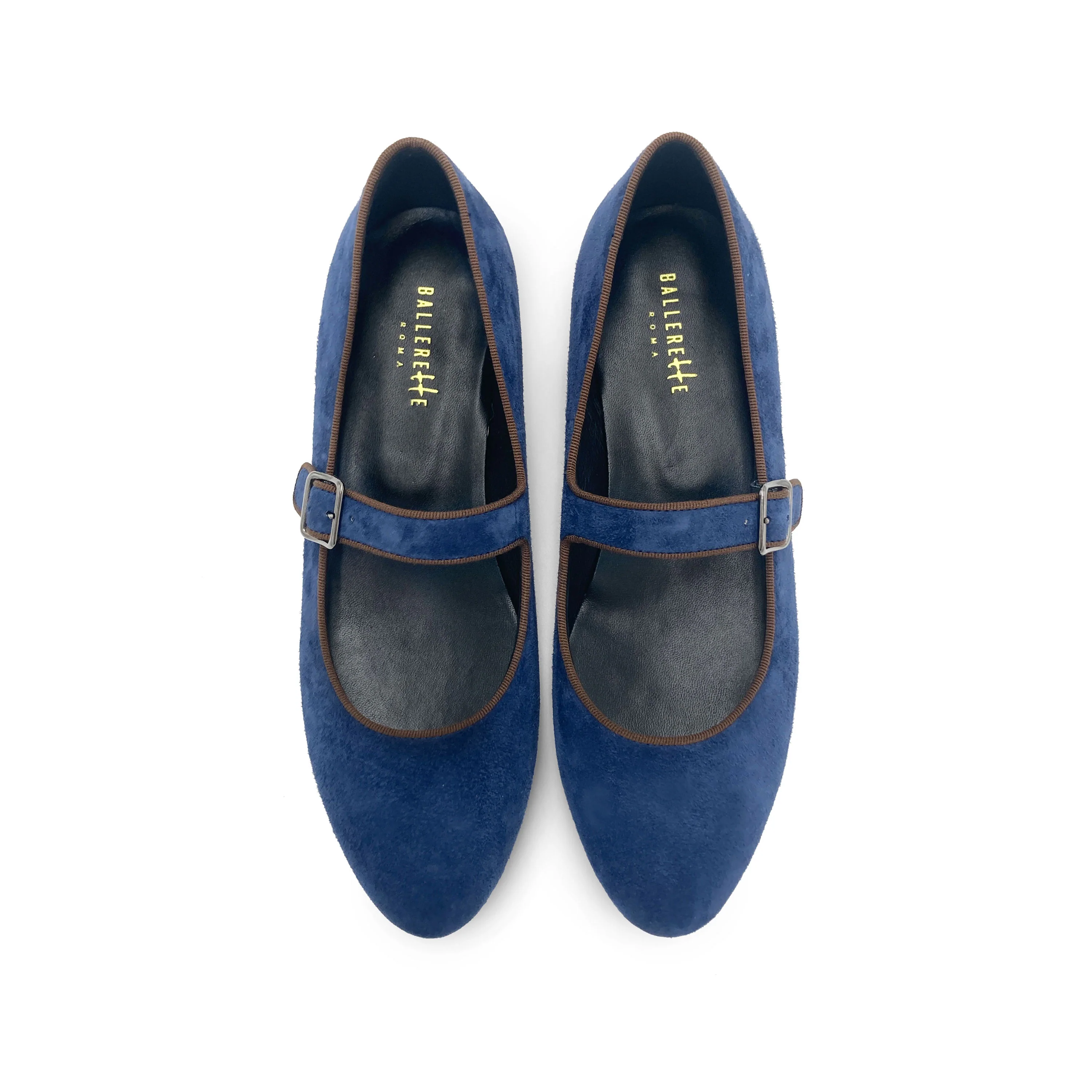 Mary jane ballet flats in blue suede with strap - Image 7