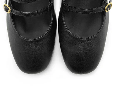 Black three straps high heel Mary Jane shoes in leather - Image 5