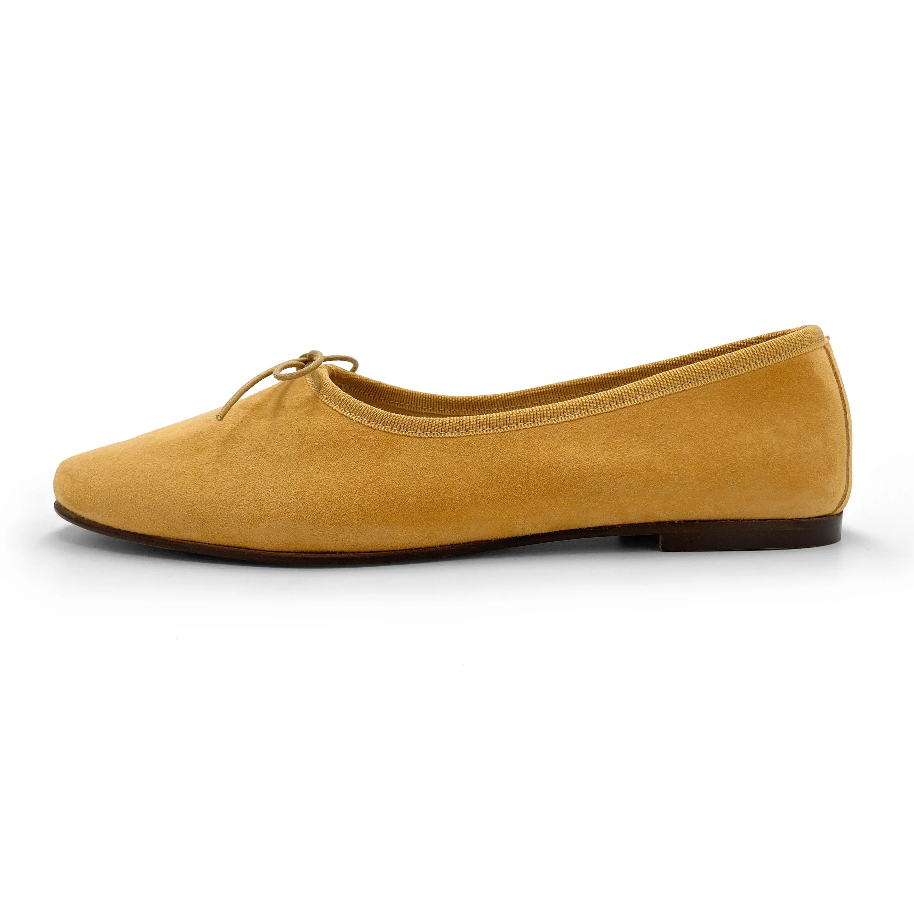 Mustard yellow suede "glove shoes" ballet flats - Image 3