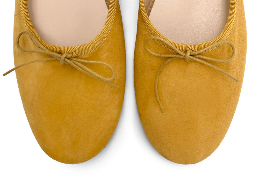 Mustard yellow suede "glove shoes" ballet flats - Image 6