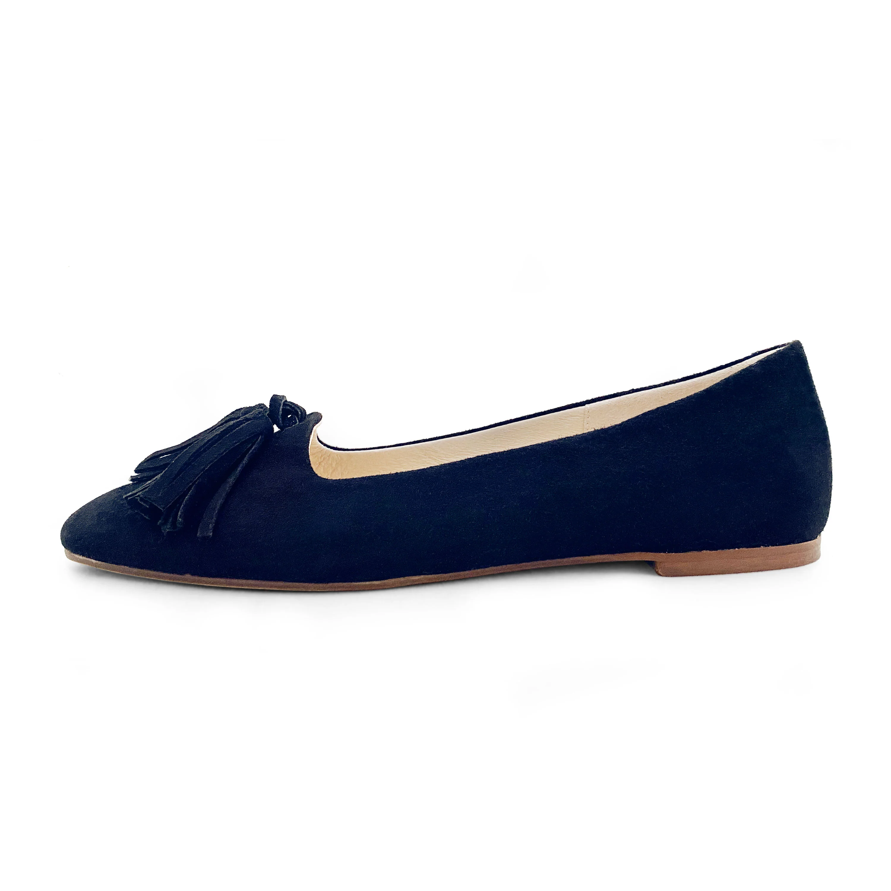 Navy blue suede moccasins with tassels - Image 2