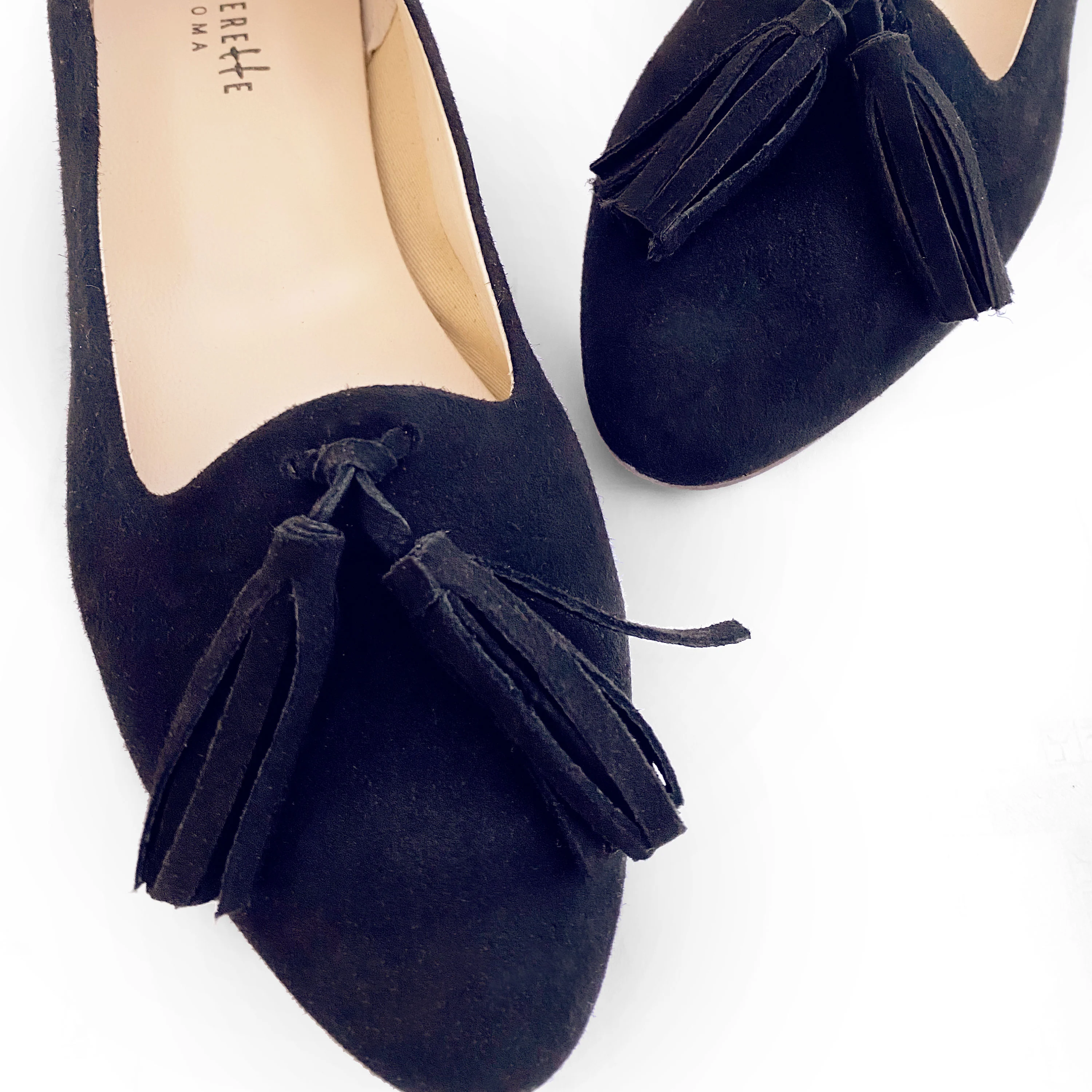 Navy blue suede moccasins with tassels - Image 3