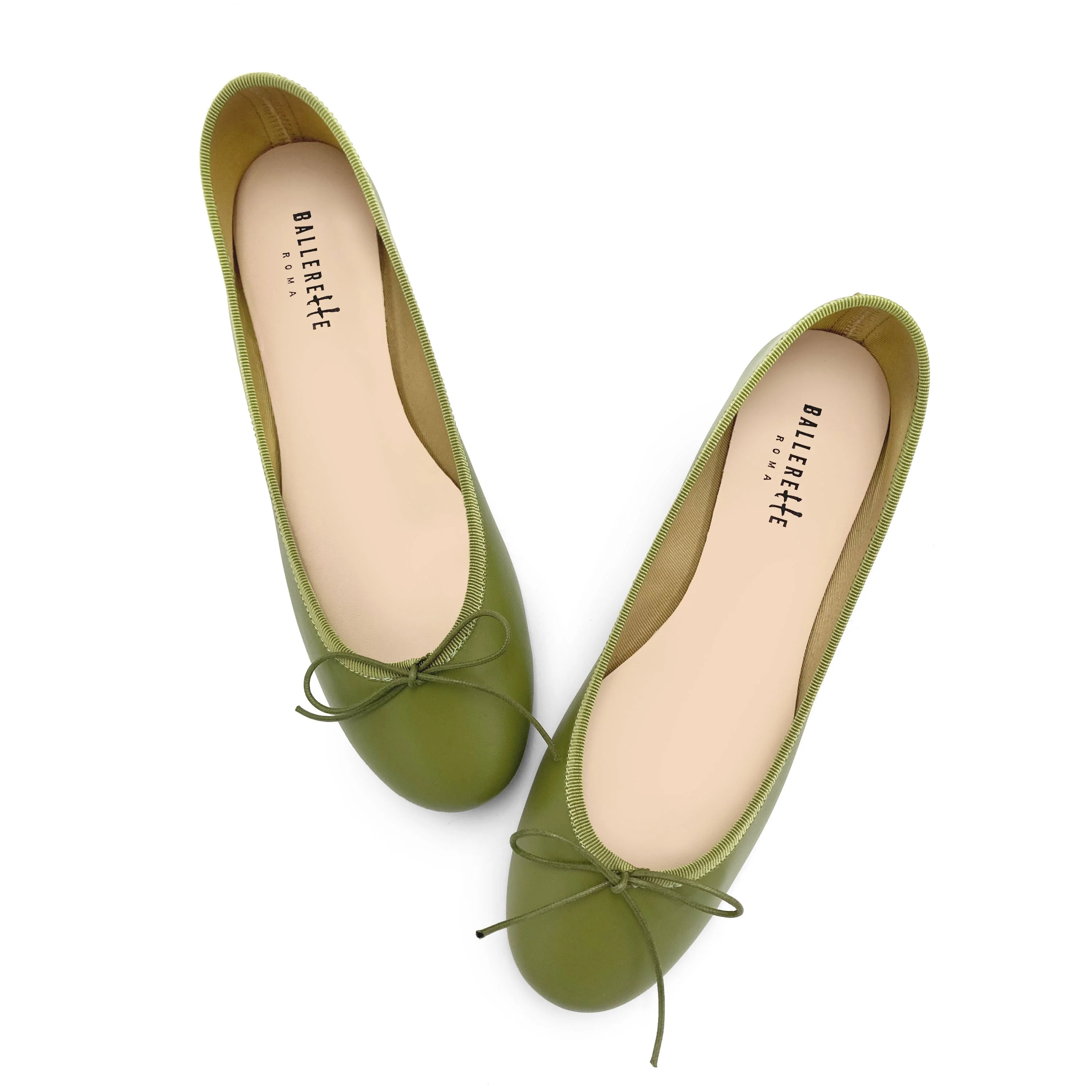 Olive green leather ballet flats - Image 2