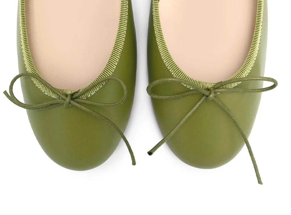 Olive green leather ballet flats - Image 5