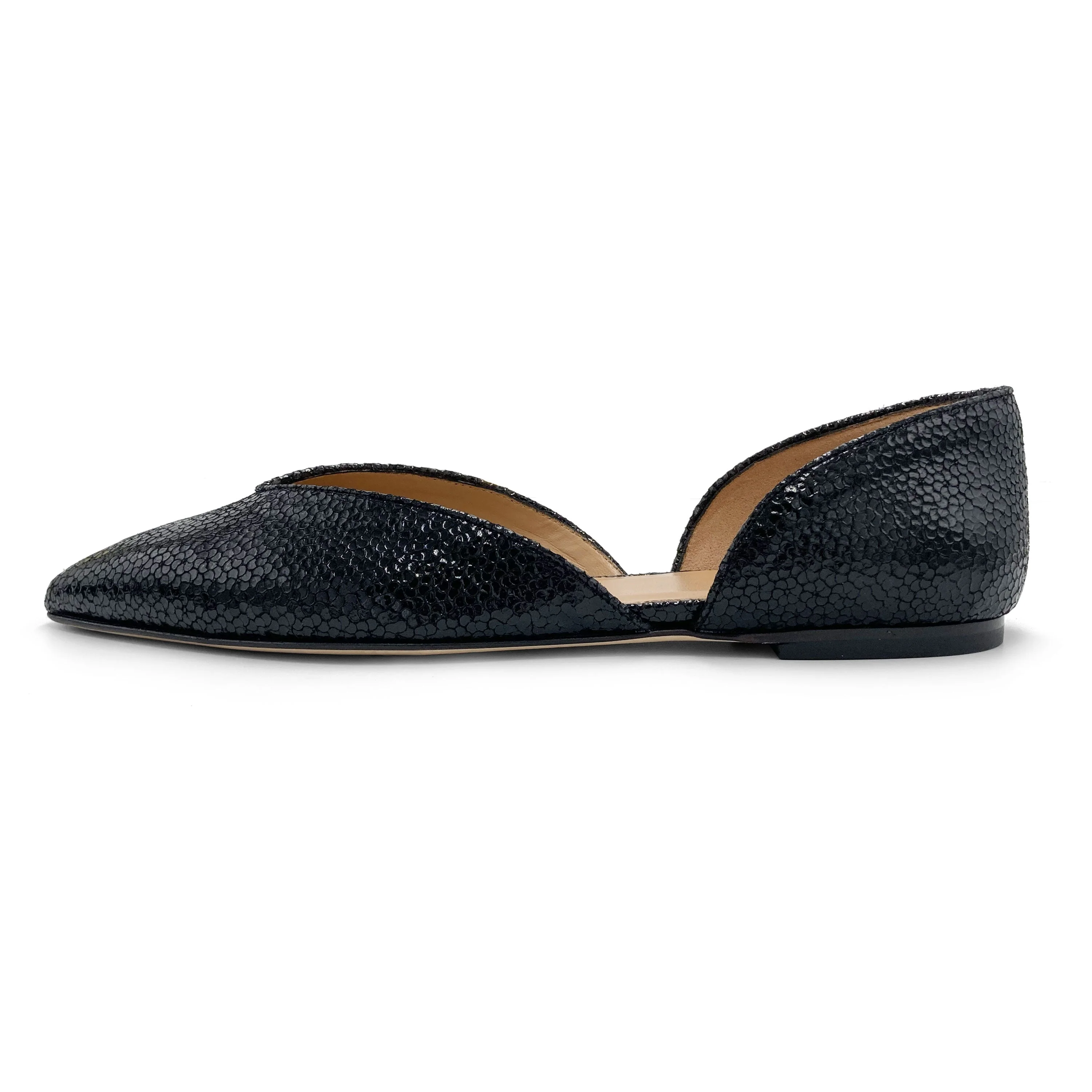 Open black laminated ballet flats - Image 3