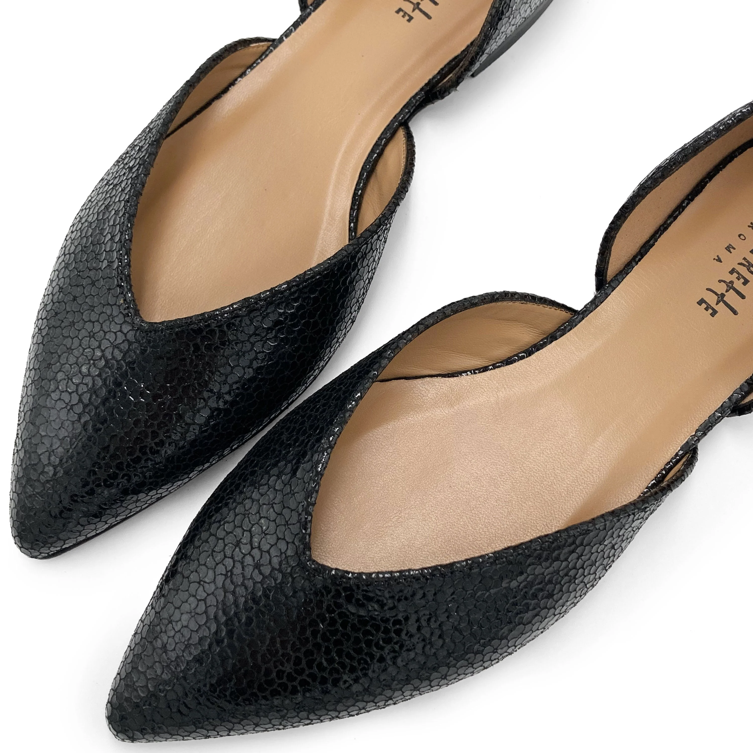 Open black laminated ballet flats - Image 4