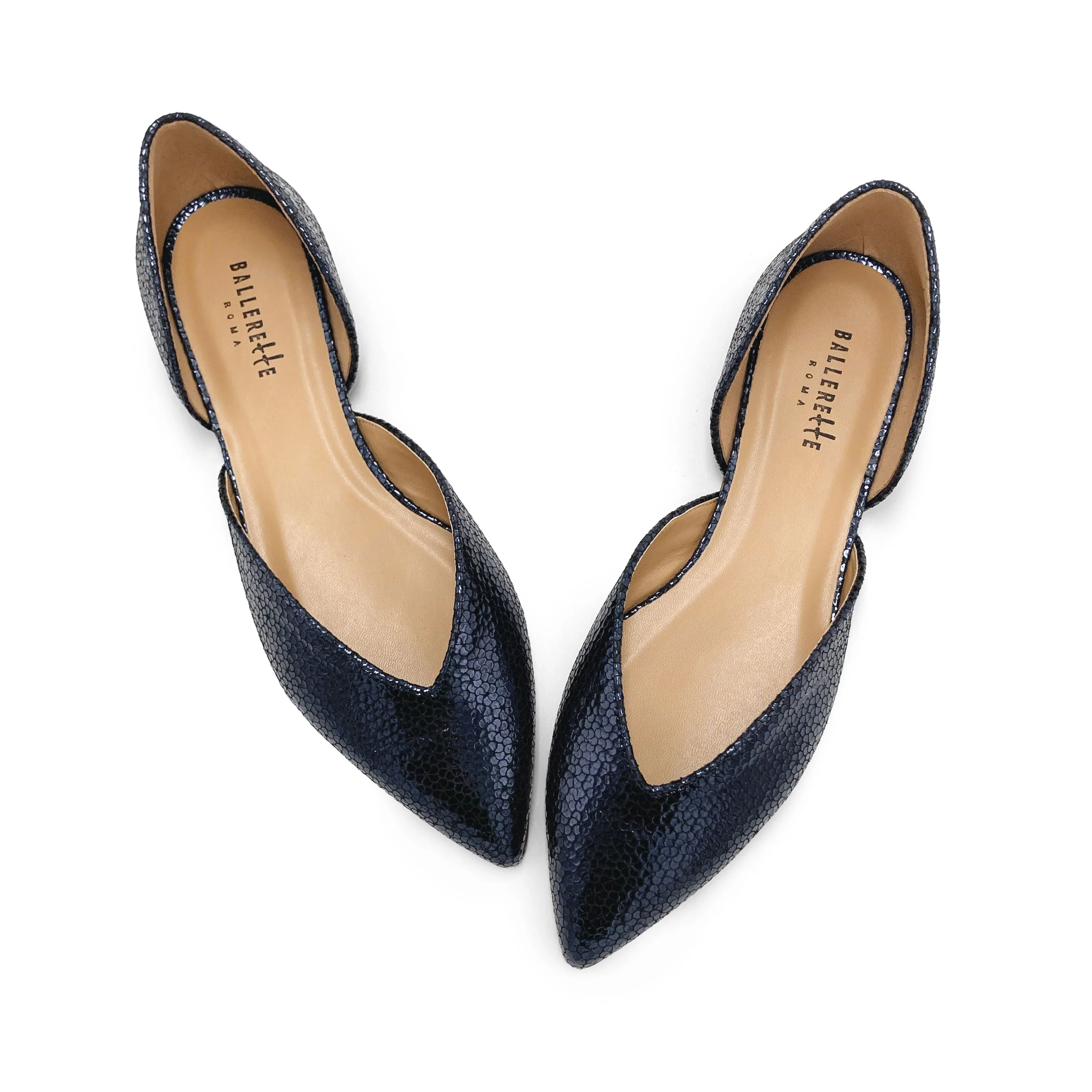Open blue laminated ballet flats - Image 2