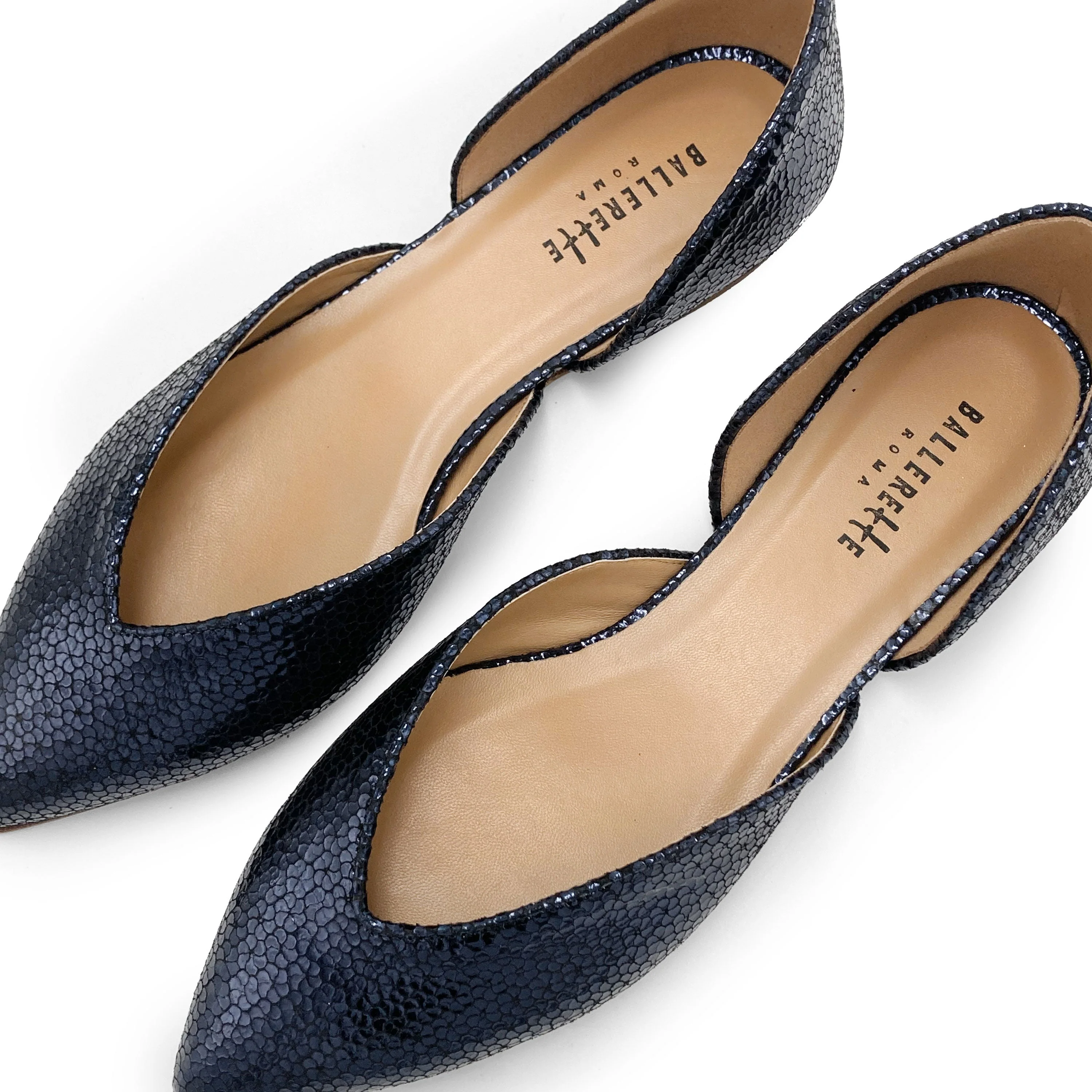 Open blue laminated ballet flats - Image 5