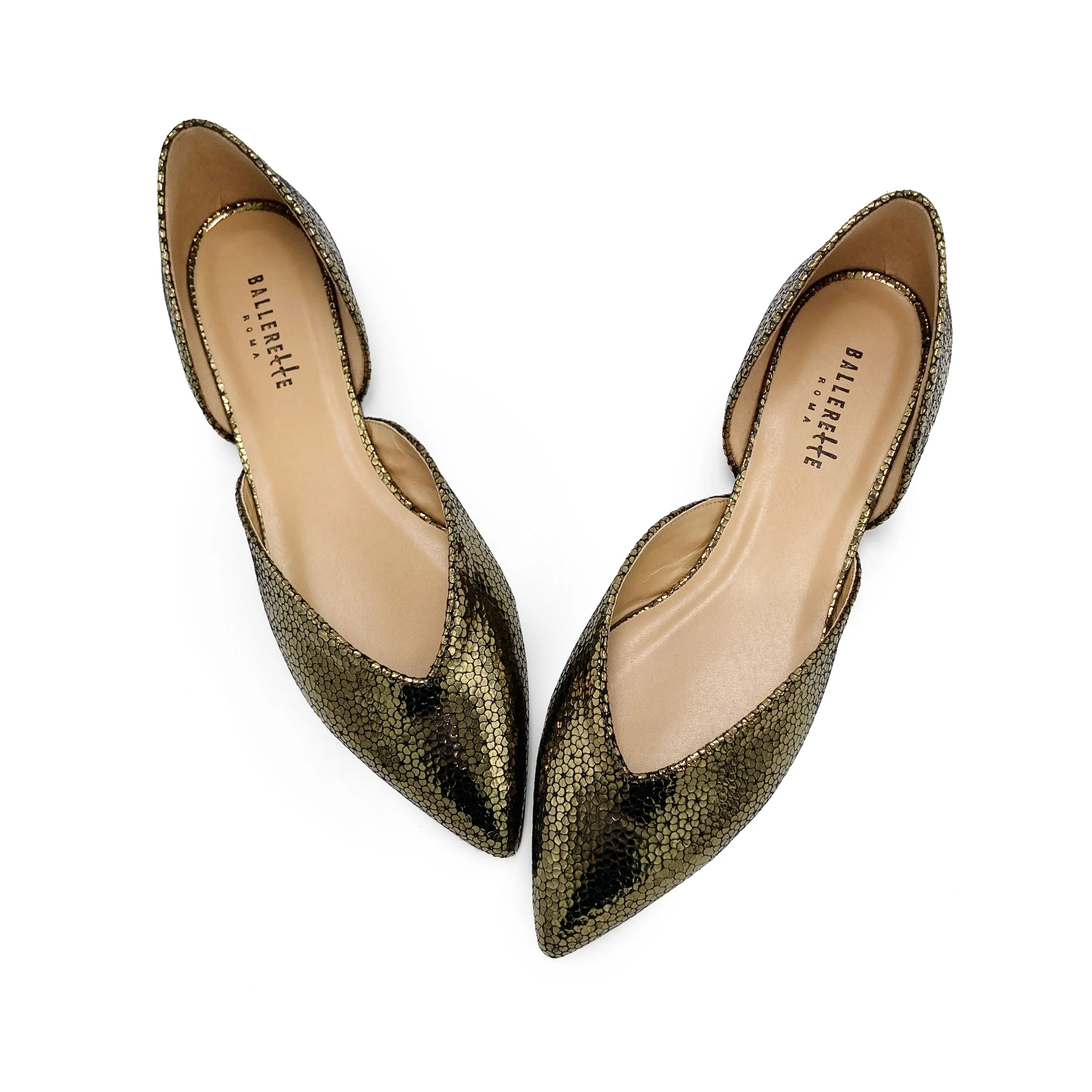 Open bronze laminated ballet flats - Image 2