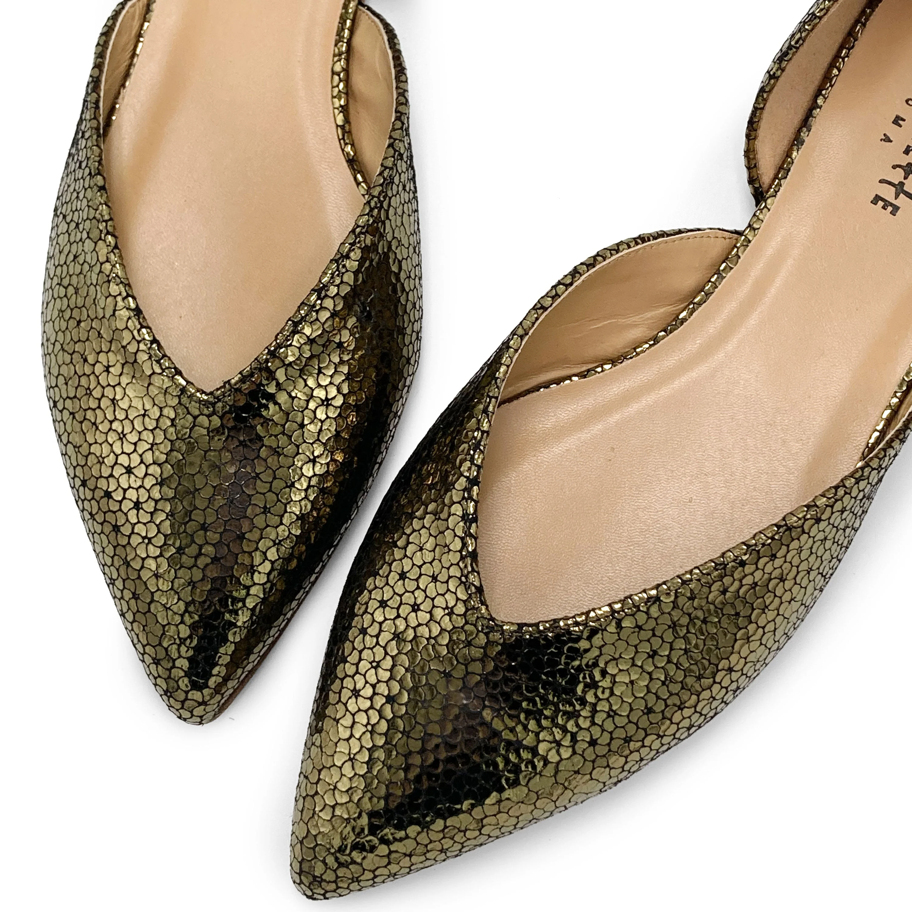 Open bronze laminated ballet flats - Image 4