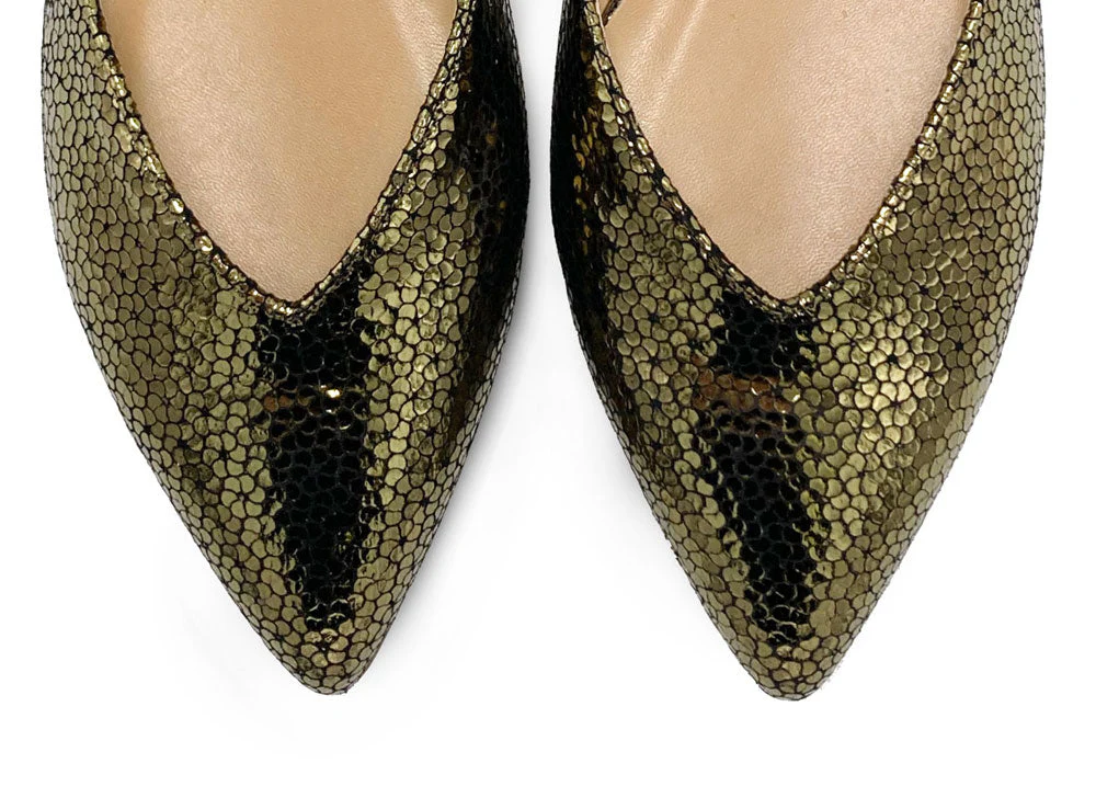Open bronze laminated ballet flats - Image 6