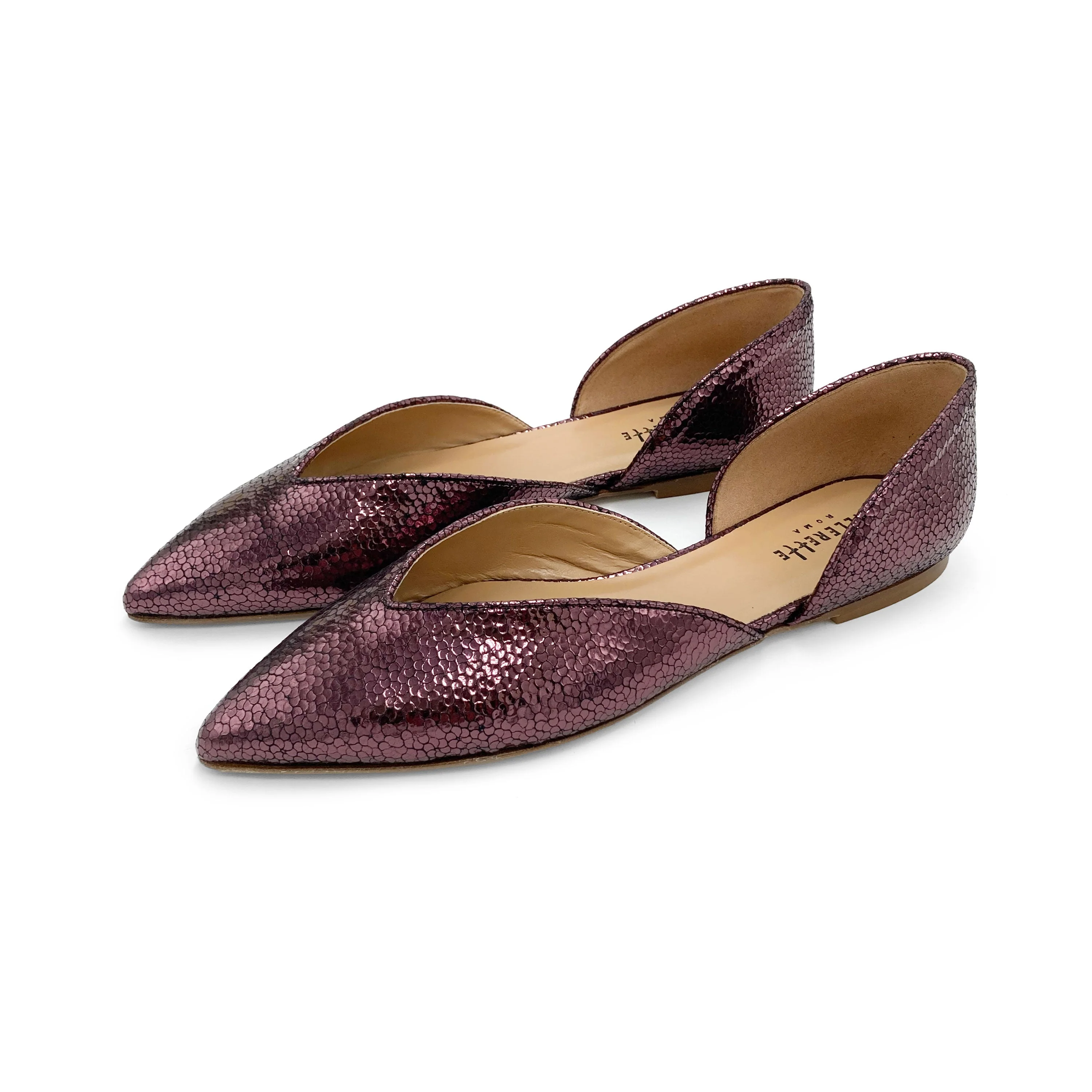 Open plum purple laminated ballet flats - Image 5