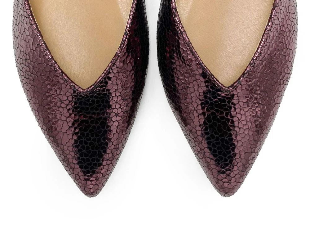 Open plum purple laminated ballet flats - Image 6