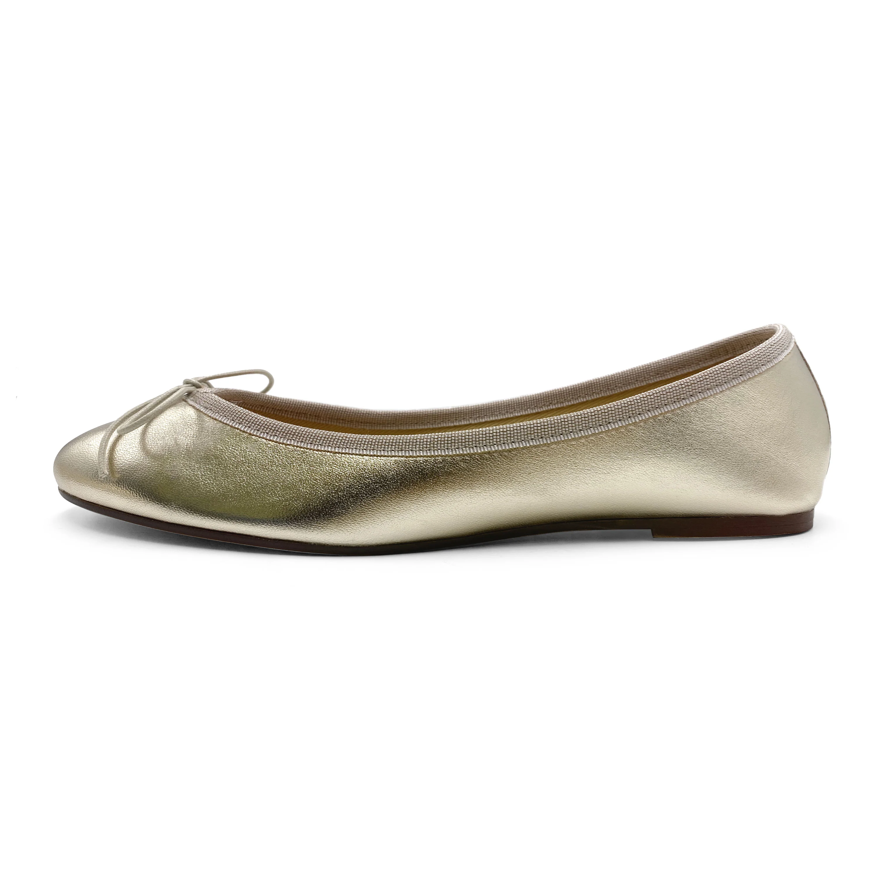 Platinum metallic leather ballet flats - Image 4