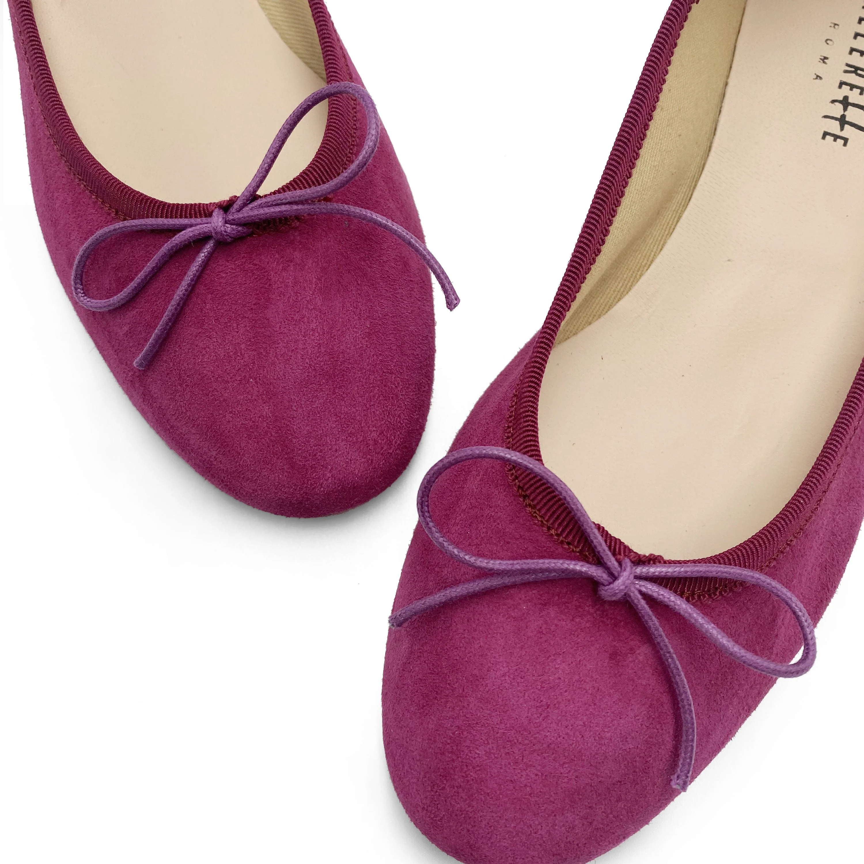 Plum Suede Ballet Flats with Heel - Image 4